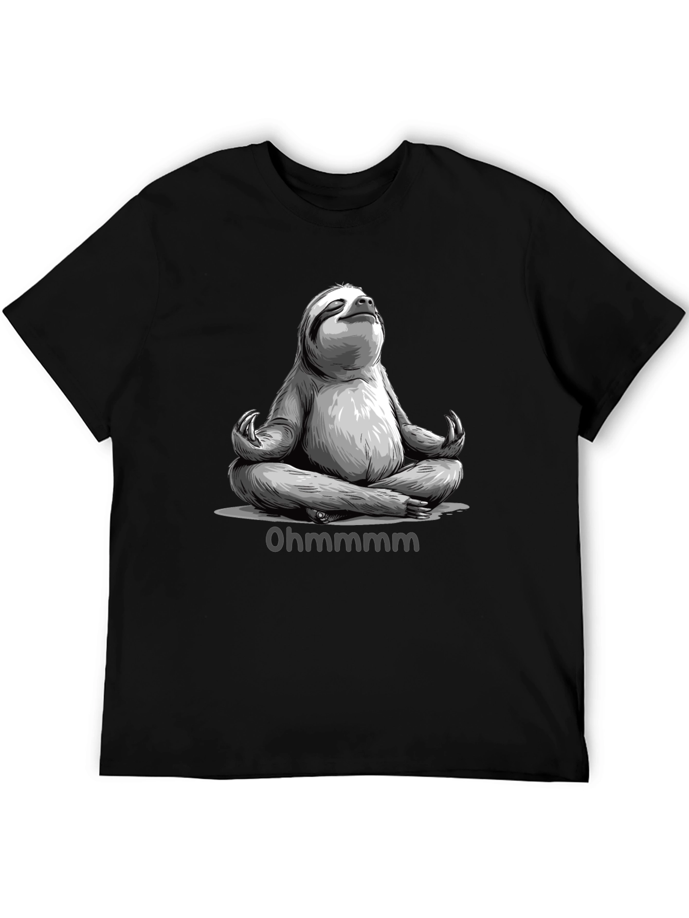 Black Meditating Sloth T-Shirt - Ohm Funny Yoga Tee view 5