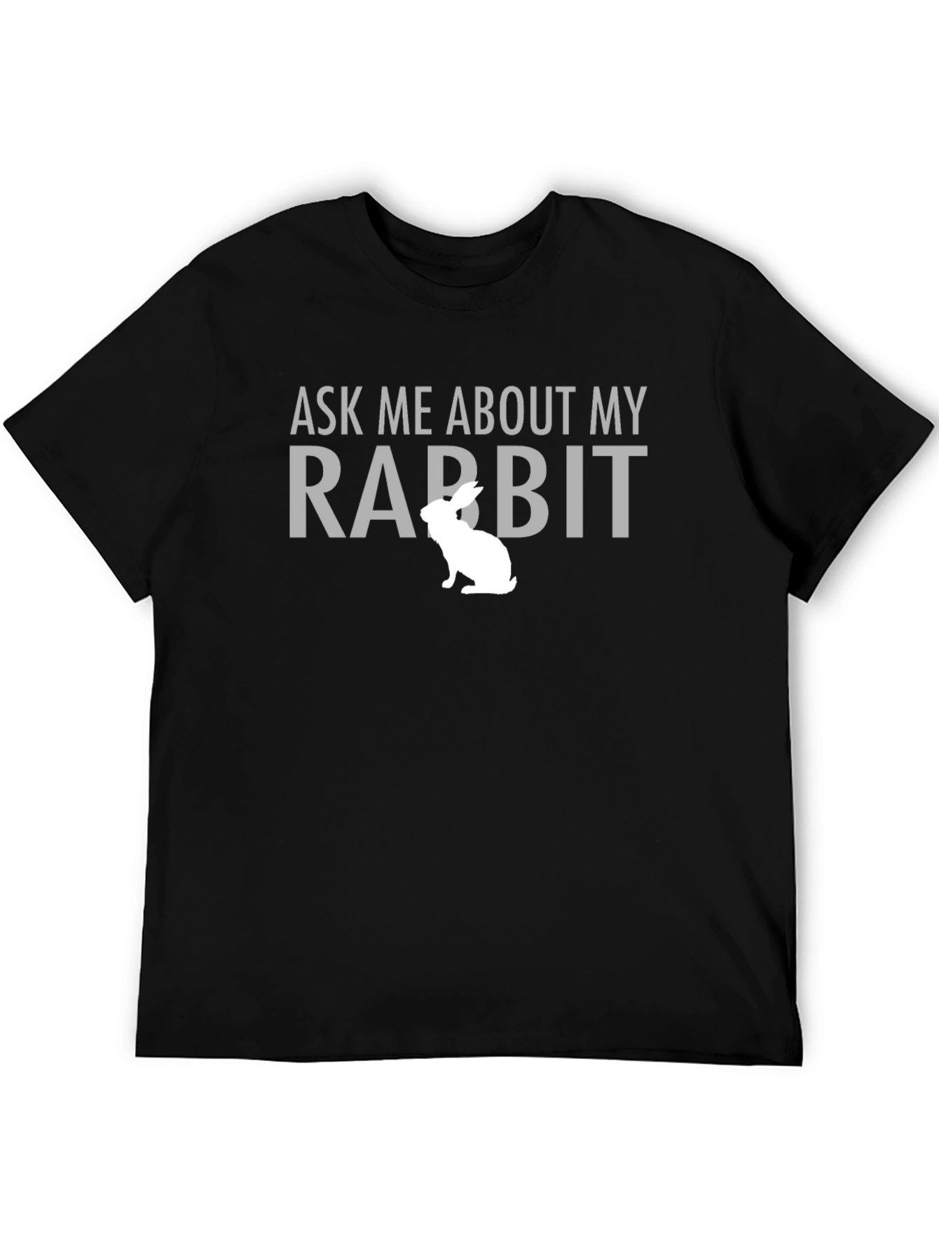 Black Ask Me About My Rabbit T-Shirt - Black Cotton Graphic Tee view 5