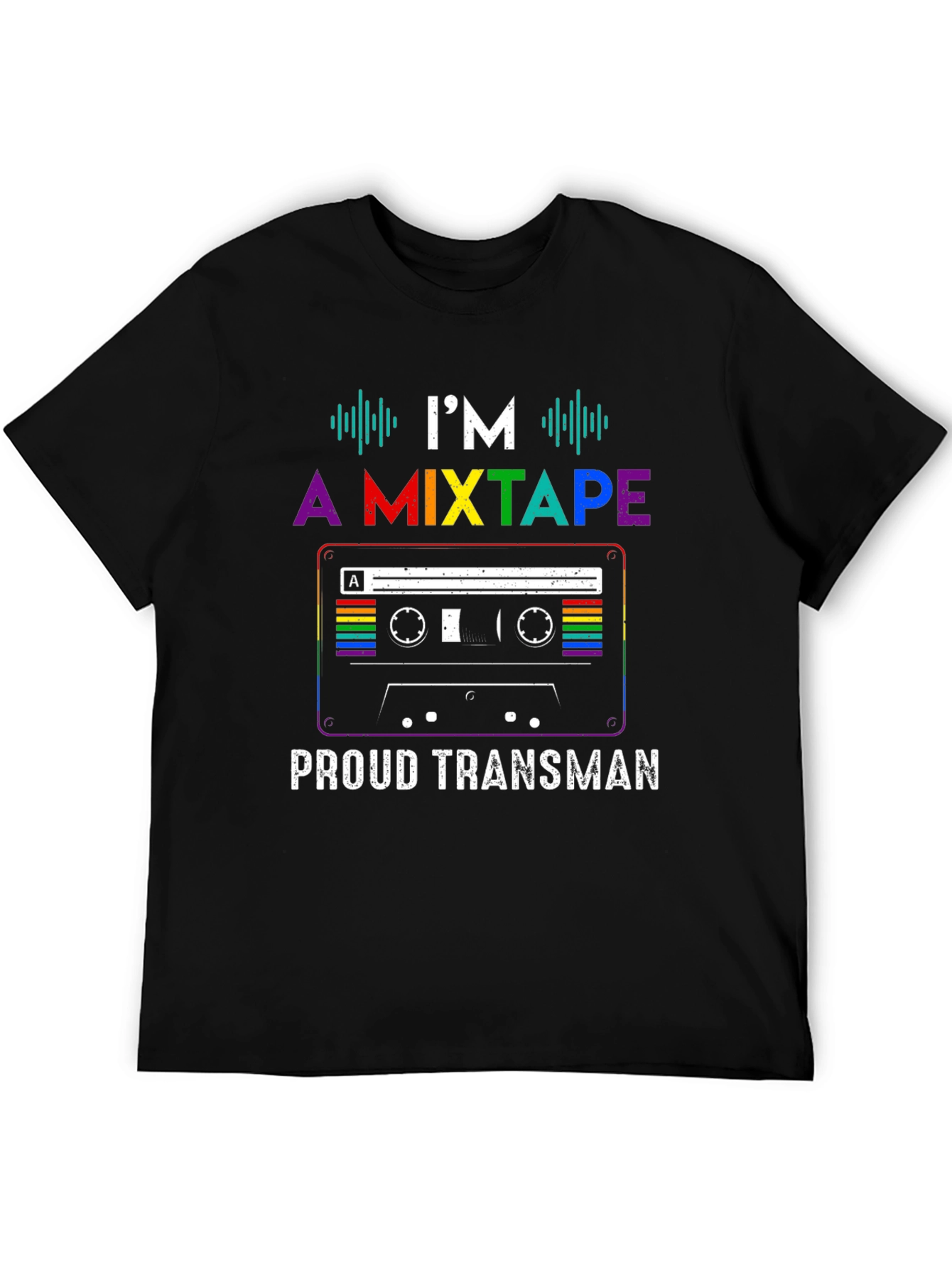 Black Proud Transman Mixtape Graphic T-Shirt view 5