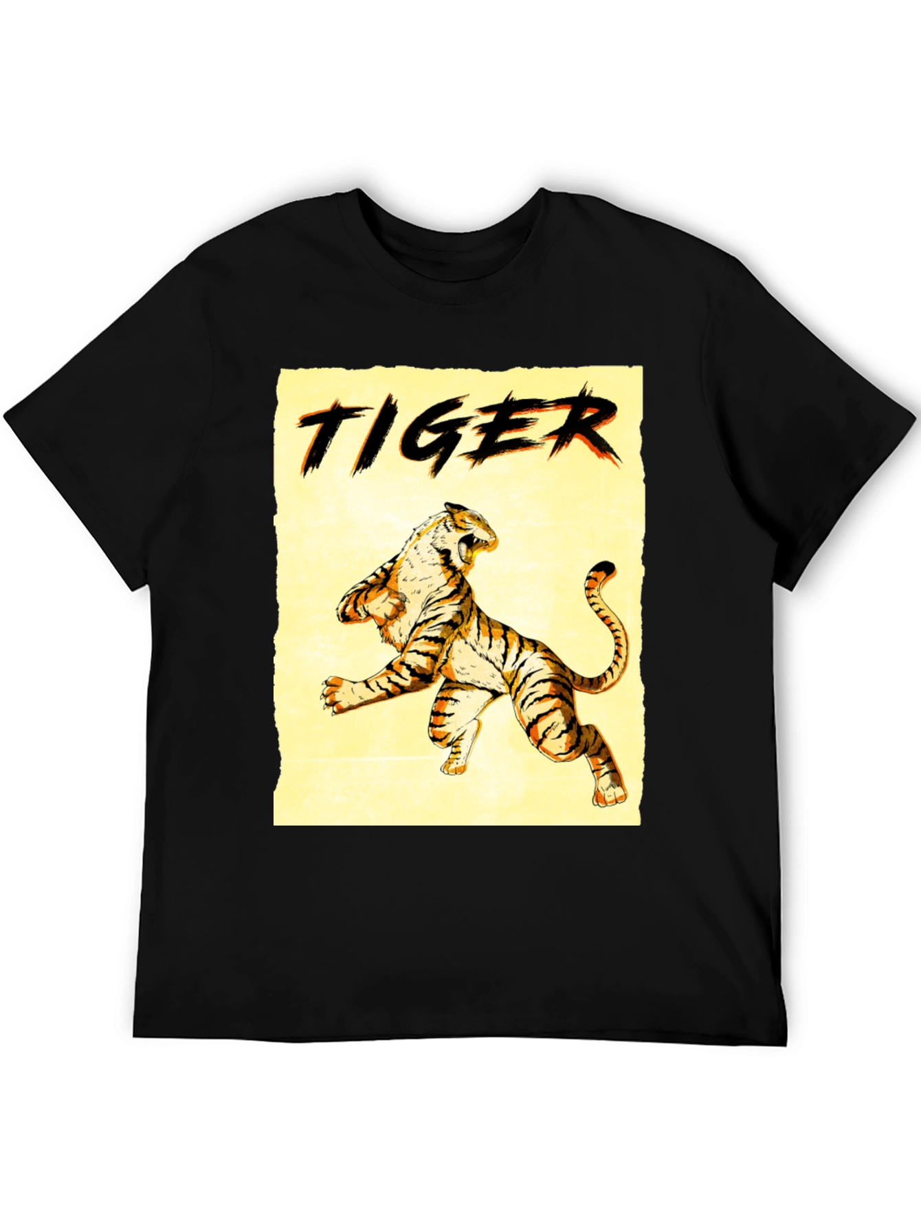 Black Tiger Graphic Print Crew Neck T-Shirt view 5