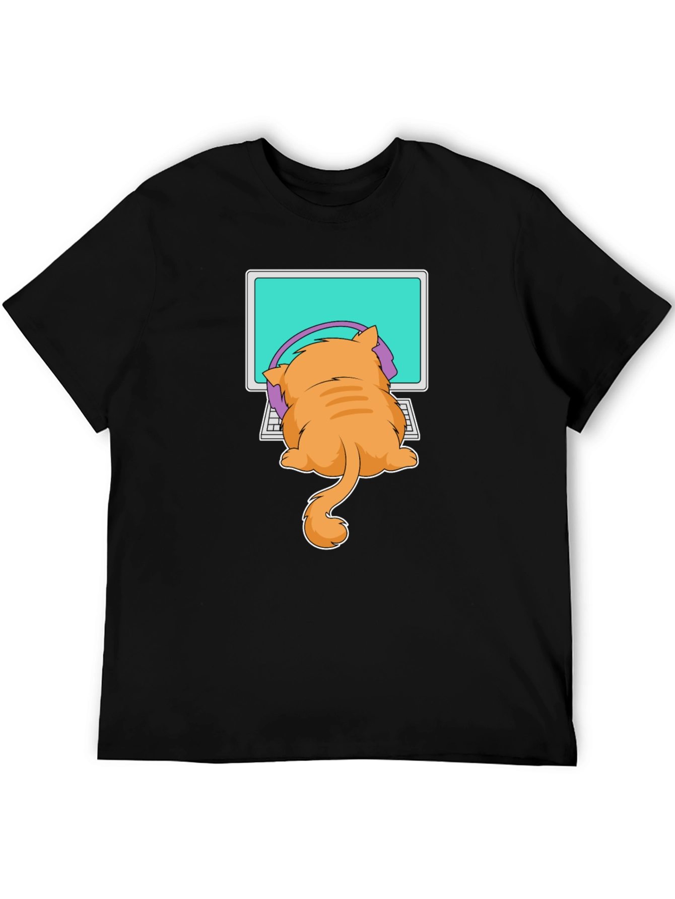 Black Cat Gamer T-Shirt - Funny Kitten Computer Tee view 5