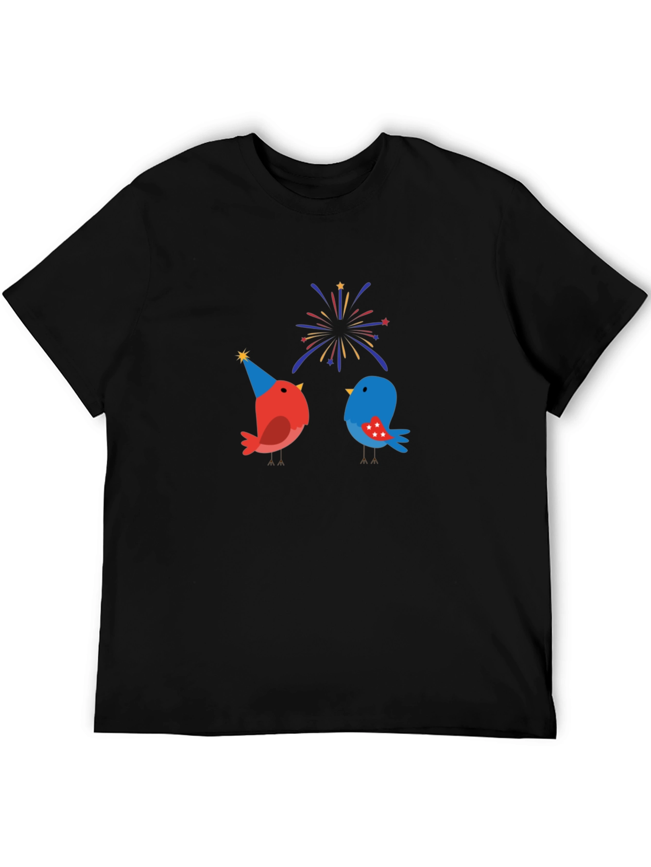 Black Festive Birds Graphic T-Shirt view 5