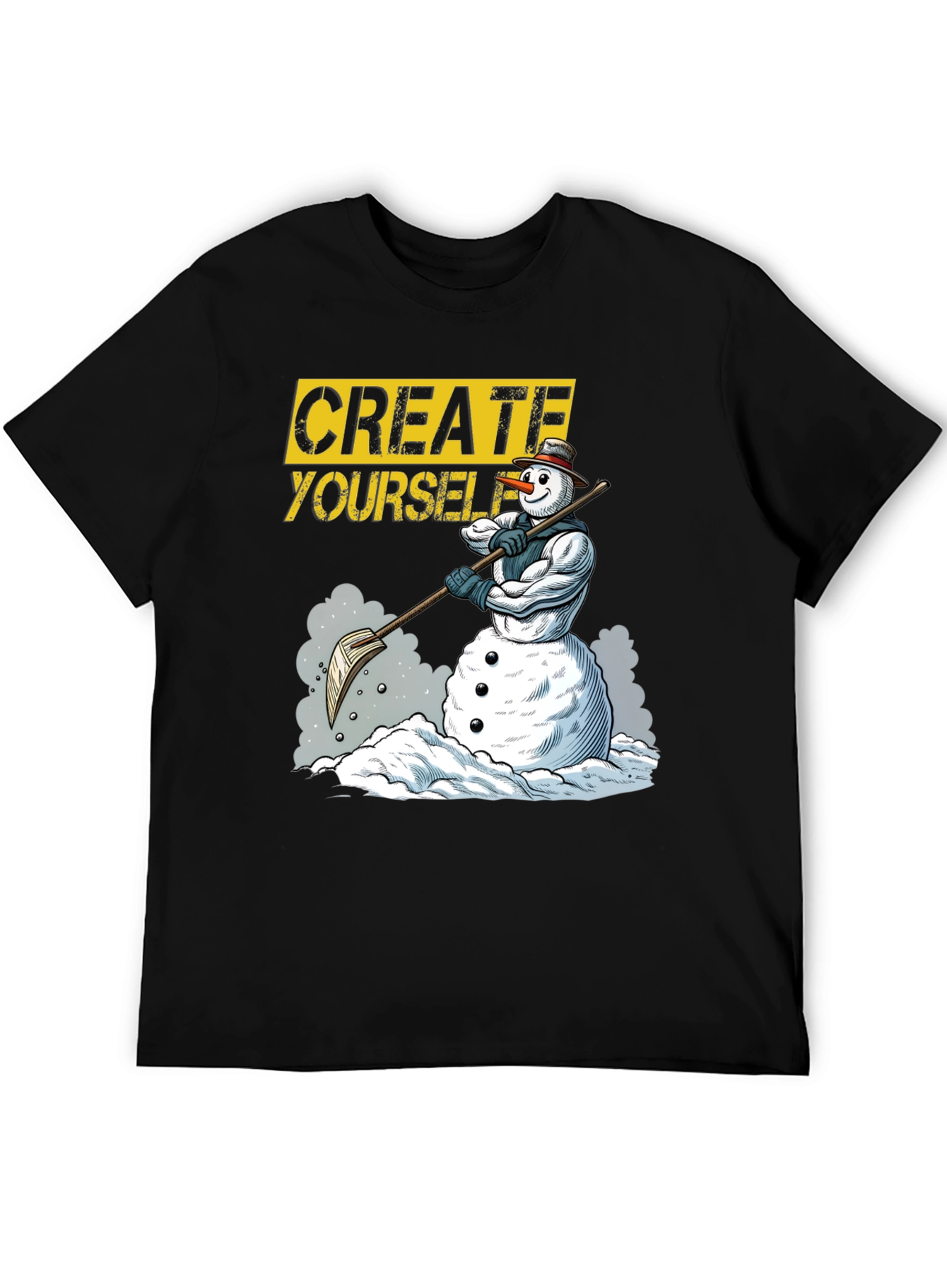 Black Create Yourself Graphic Tee - Snowman Design view 5