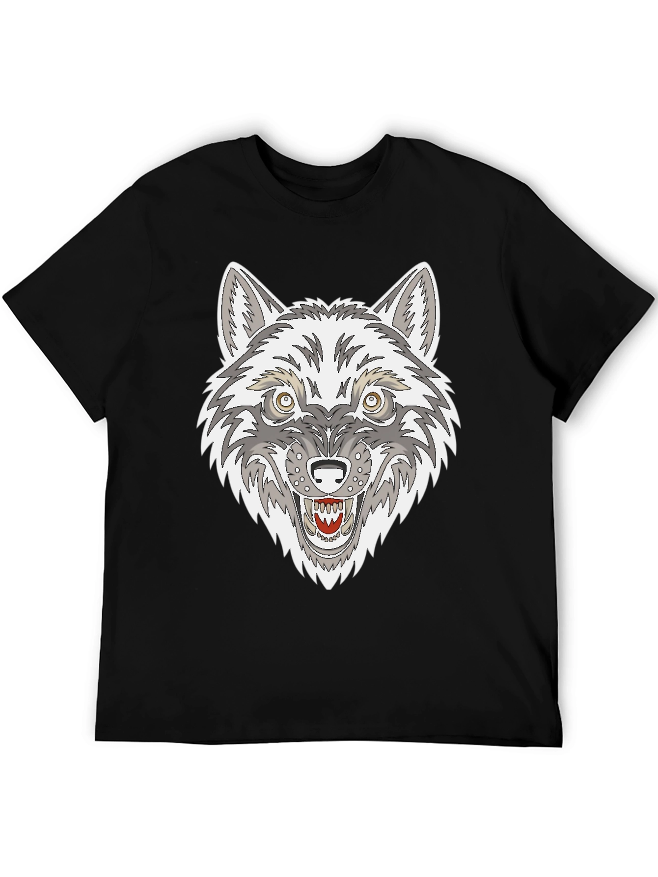 Black Wolf Graphic Print Black T-Shirt view 5
