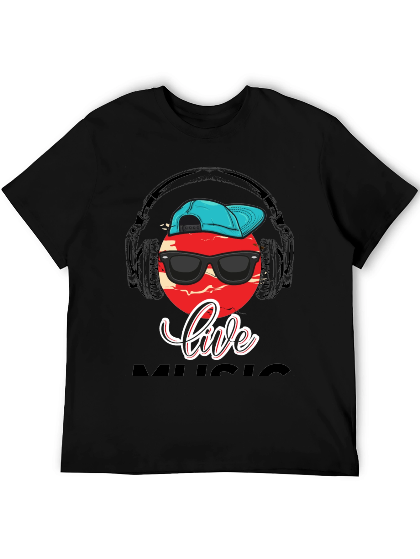 Black Live Music Graphic Print T-Shirt view 5