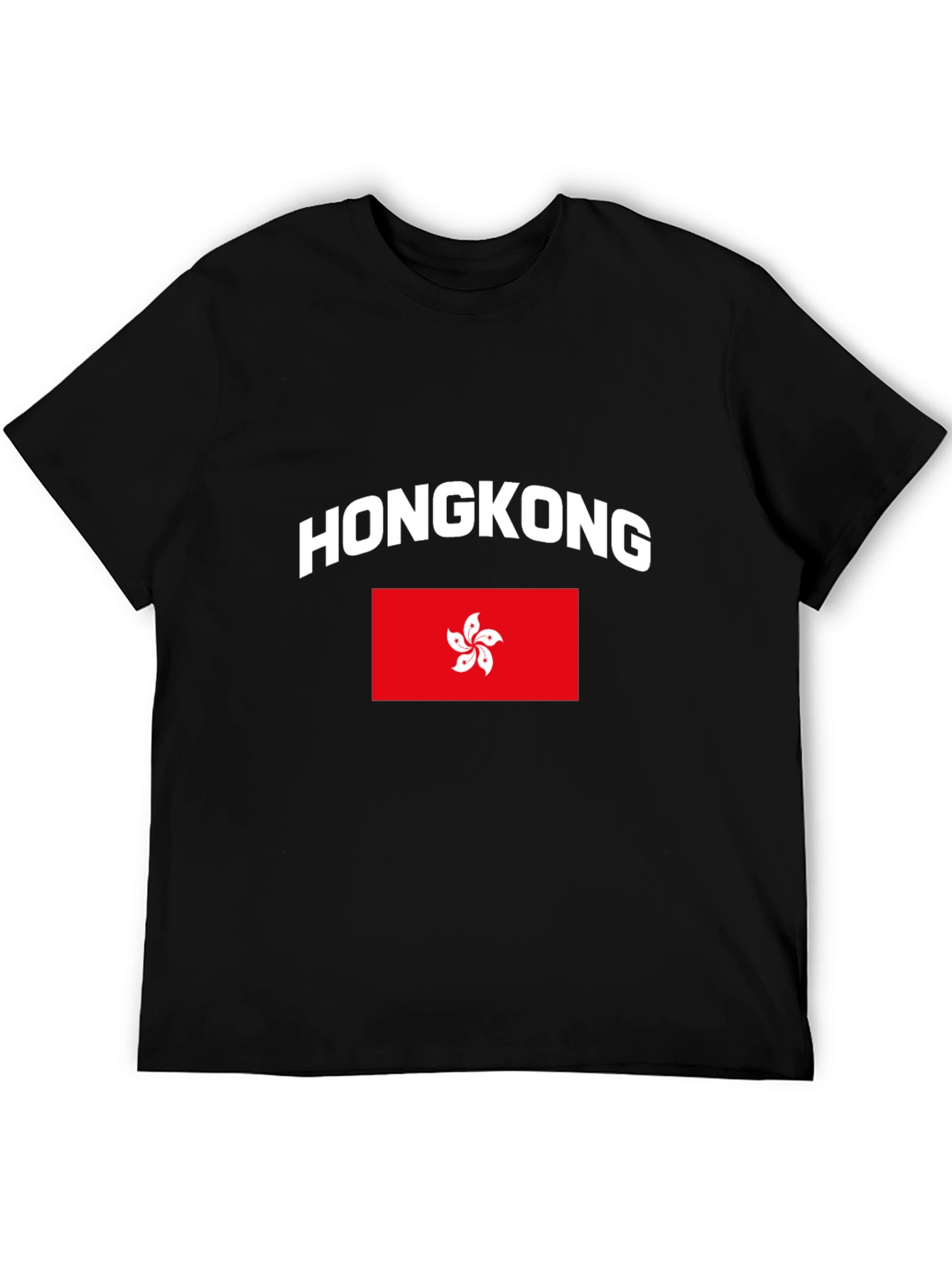 Hong Kong Flag Graphic Tee - Black Cotton T-Shirt - 5
