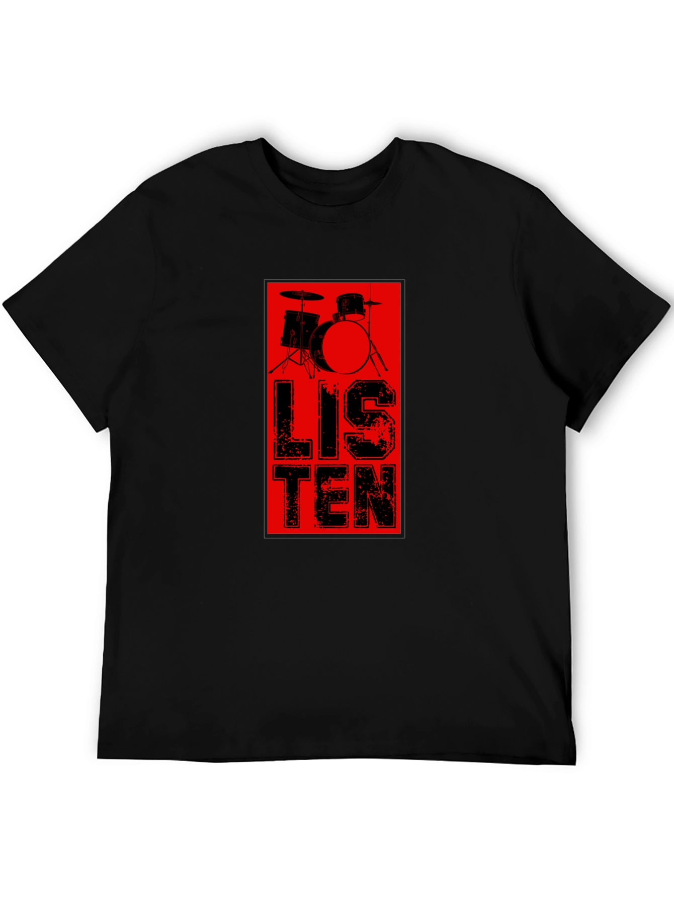 Black Listen Drum T-Shirt view 5