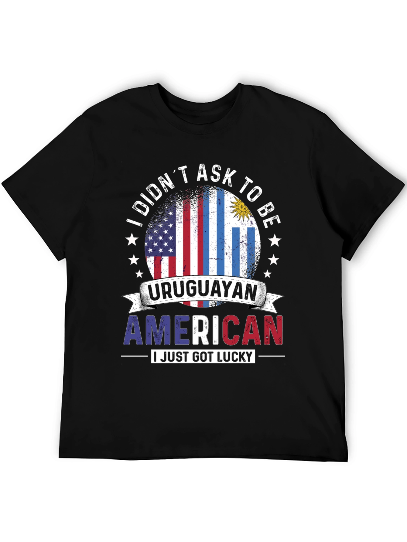 Black Uruguayan American Pride T-Shirt view 5