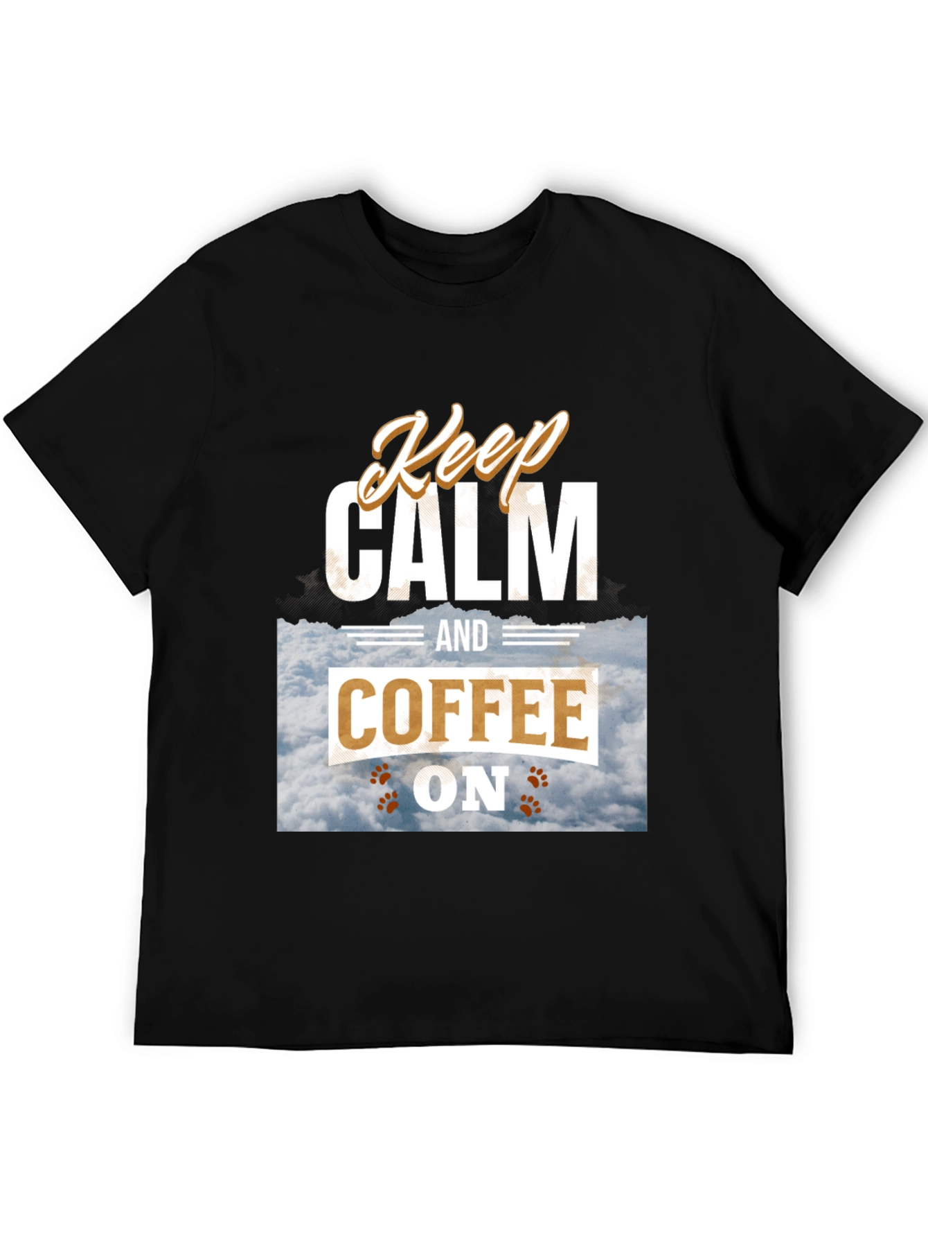 Black Keep Calm and Coffee On Graphic Tee view 5