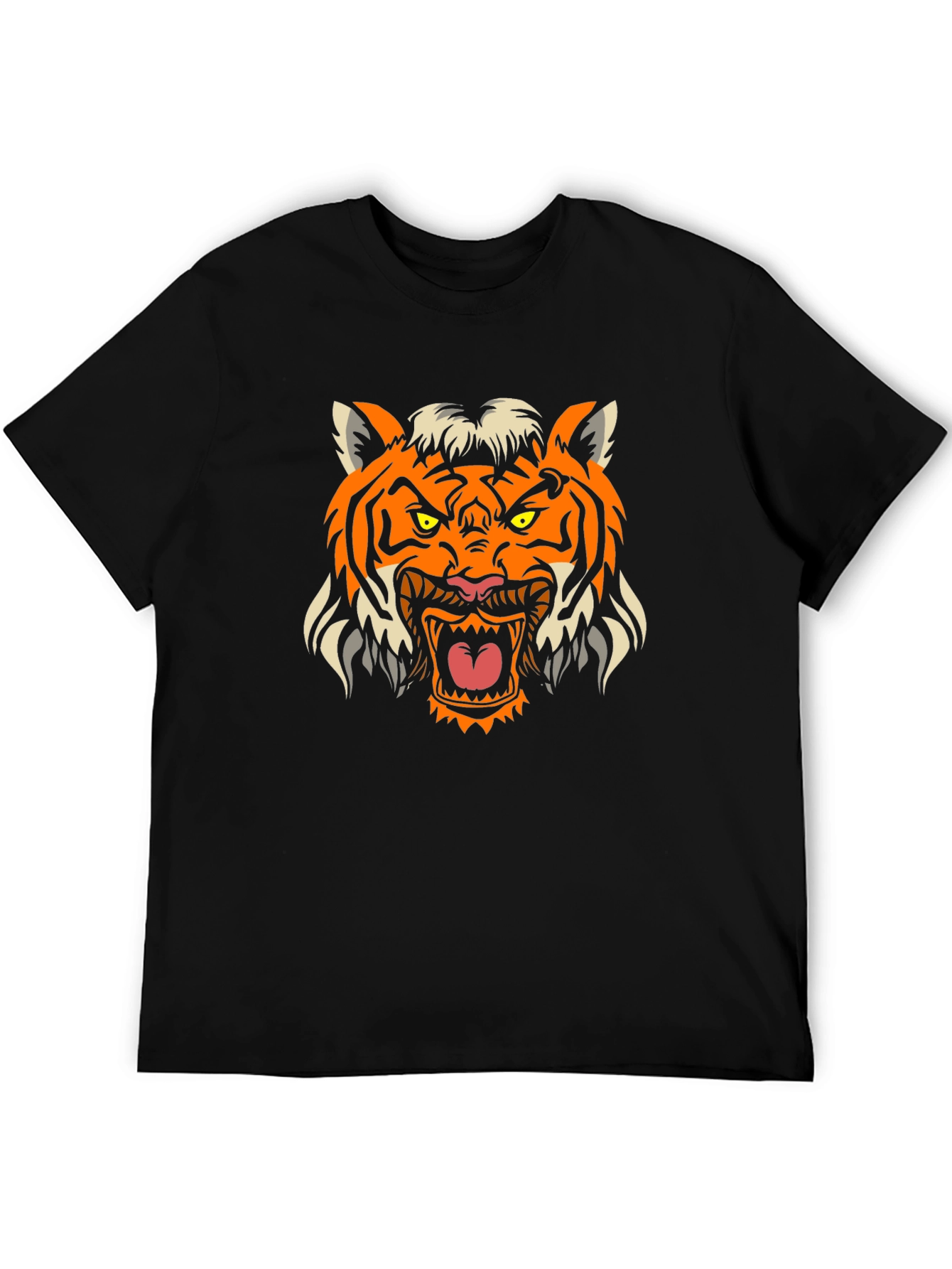 Black Men's Black Tiger Graphic Tee view 5