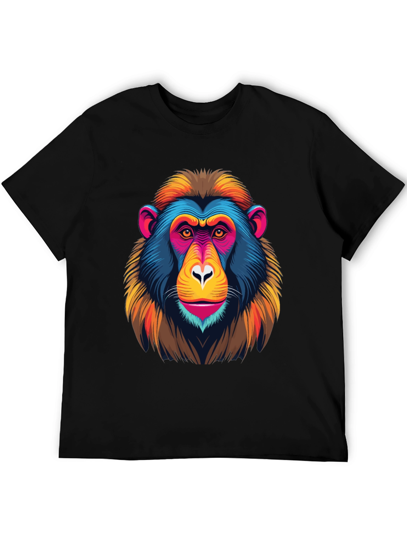 Black Colorful Monkey Graphic Tee - Funky Animal Print view 5