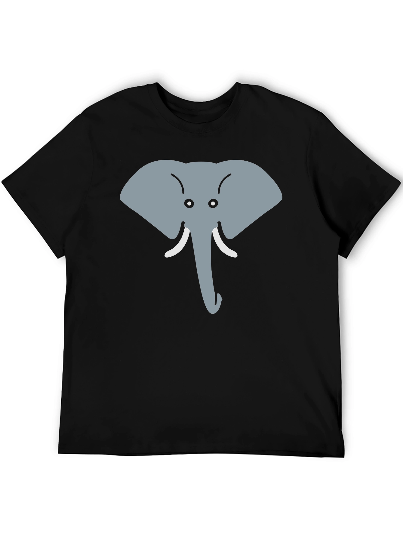 Black Cartoon Elephant Graphic Tee - Black Cotton Casual Top view 5