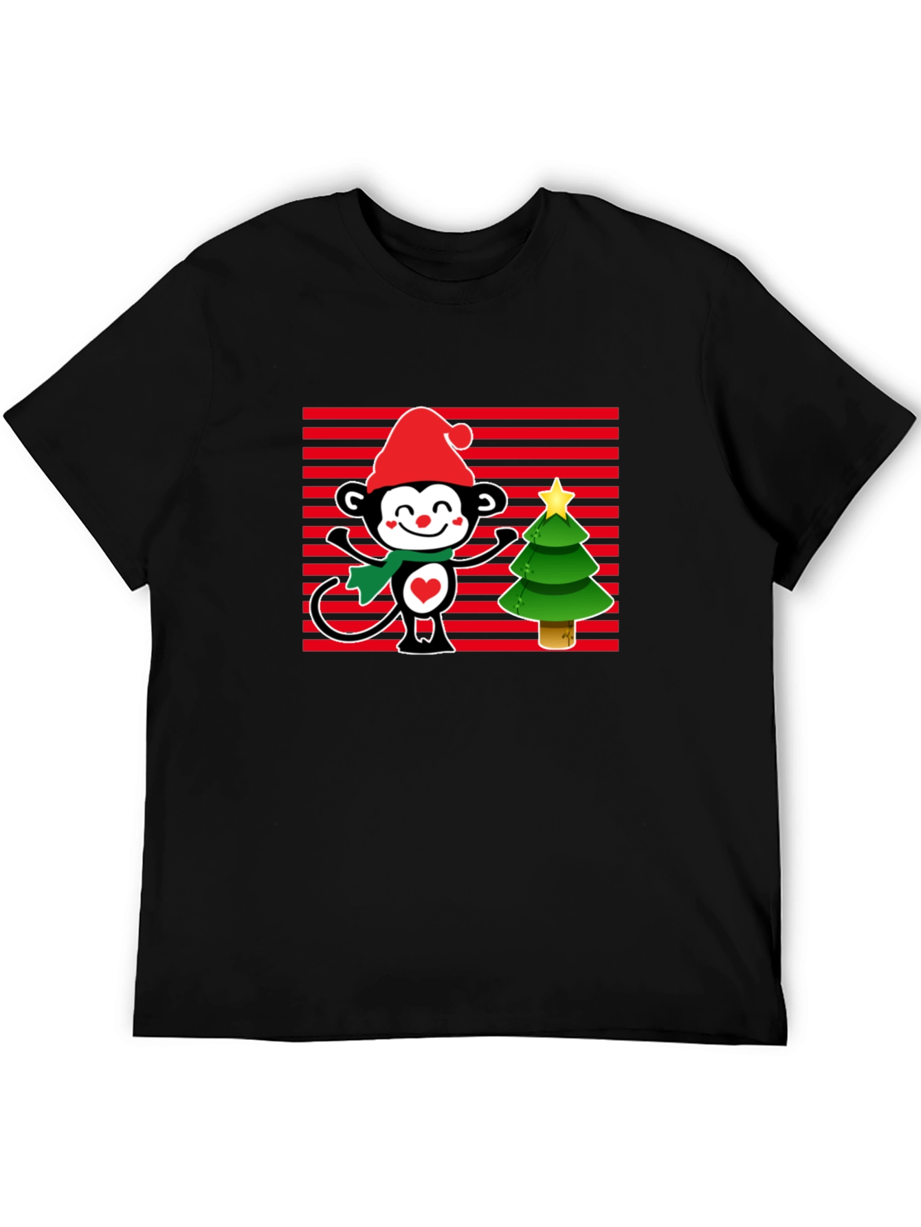 Black Festive Monkey Christmas T-Shirt view 5