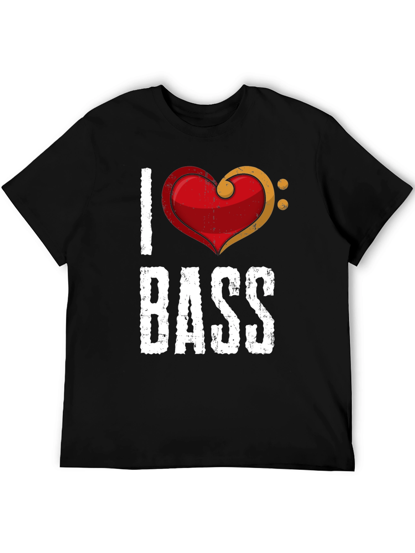 Black I Love Bass T-Shirt - Music Heart Tee view 5