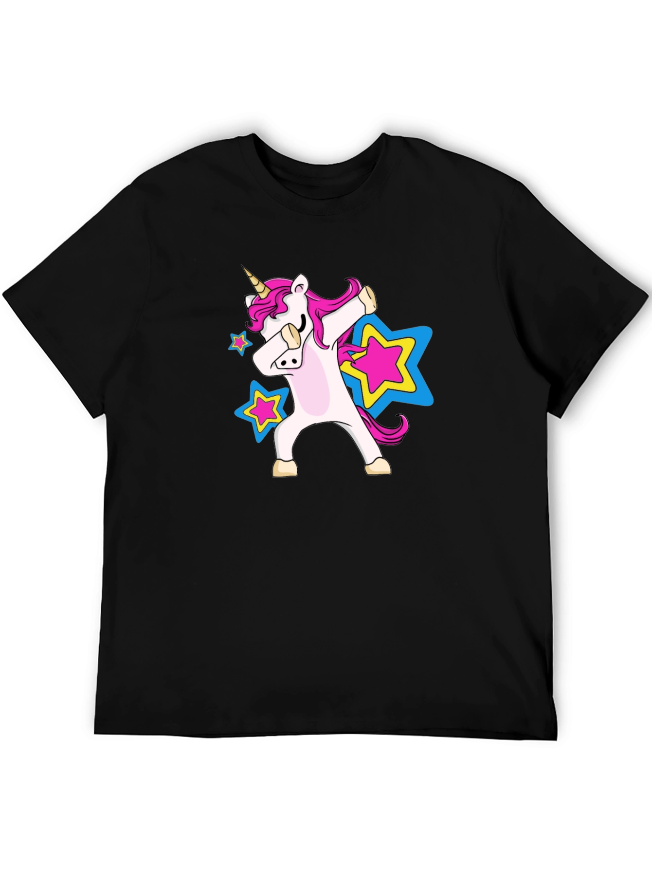 Black Dabbing Unicorn Star Black T-Shirt view 5