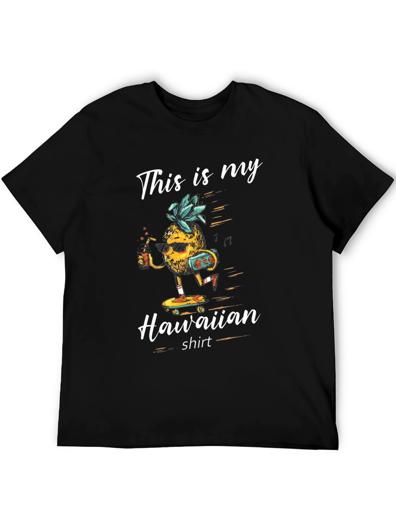 Black Cool Pineapple Hawaiian Shirt view 5