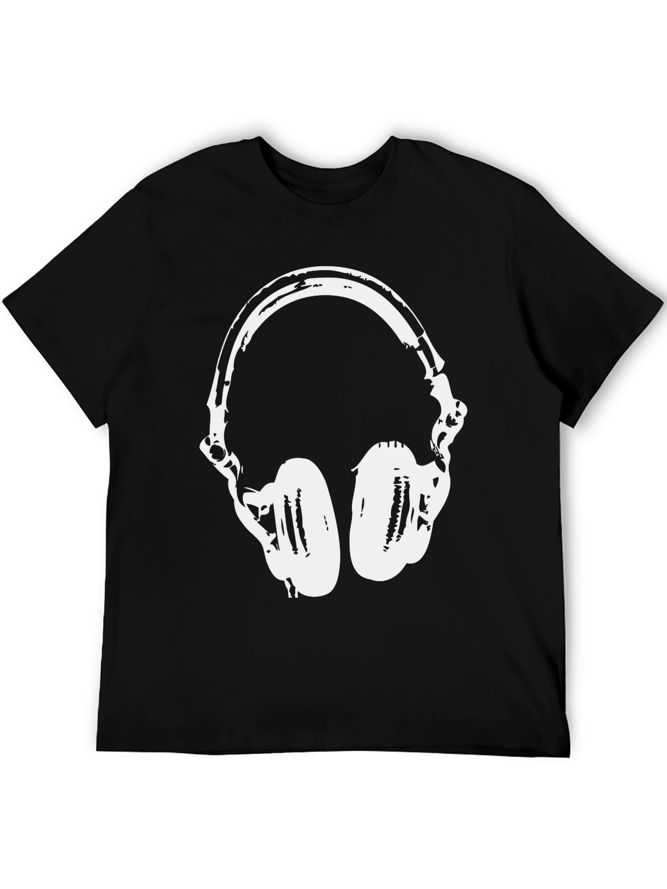 Black Cool Headphones Graphic T-Shirt - Black view 5
