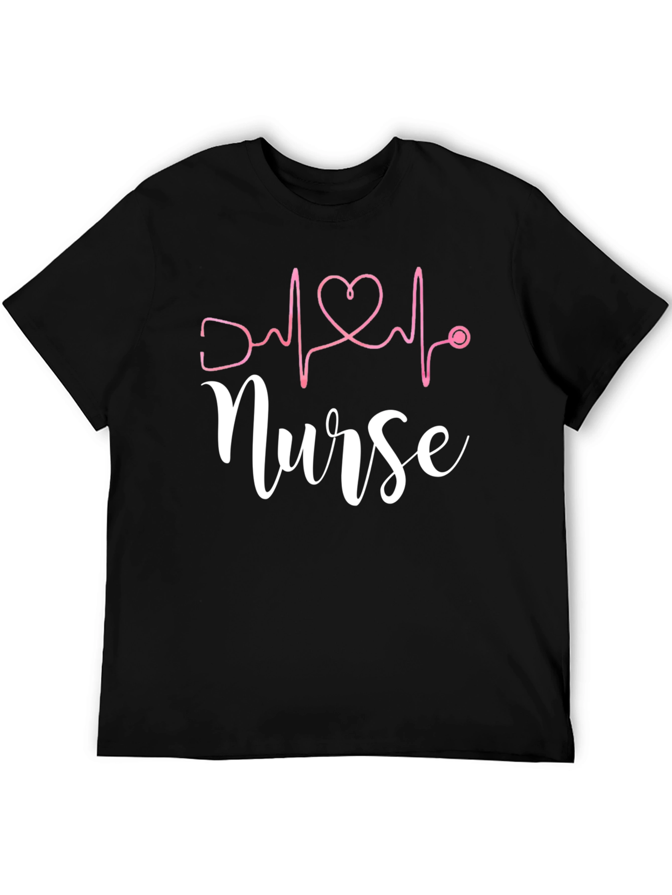 Black Nurse Heartbeat T-Shirt - Black view 5