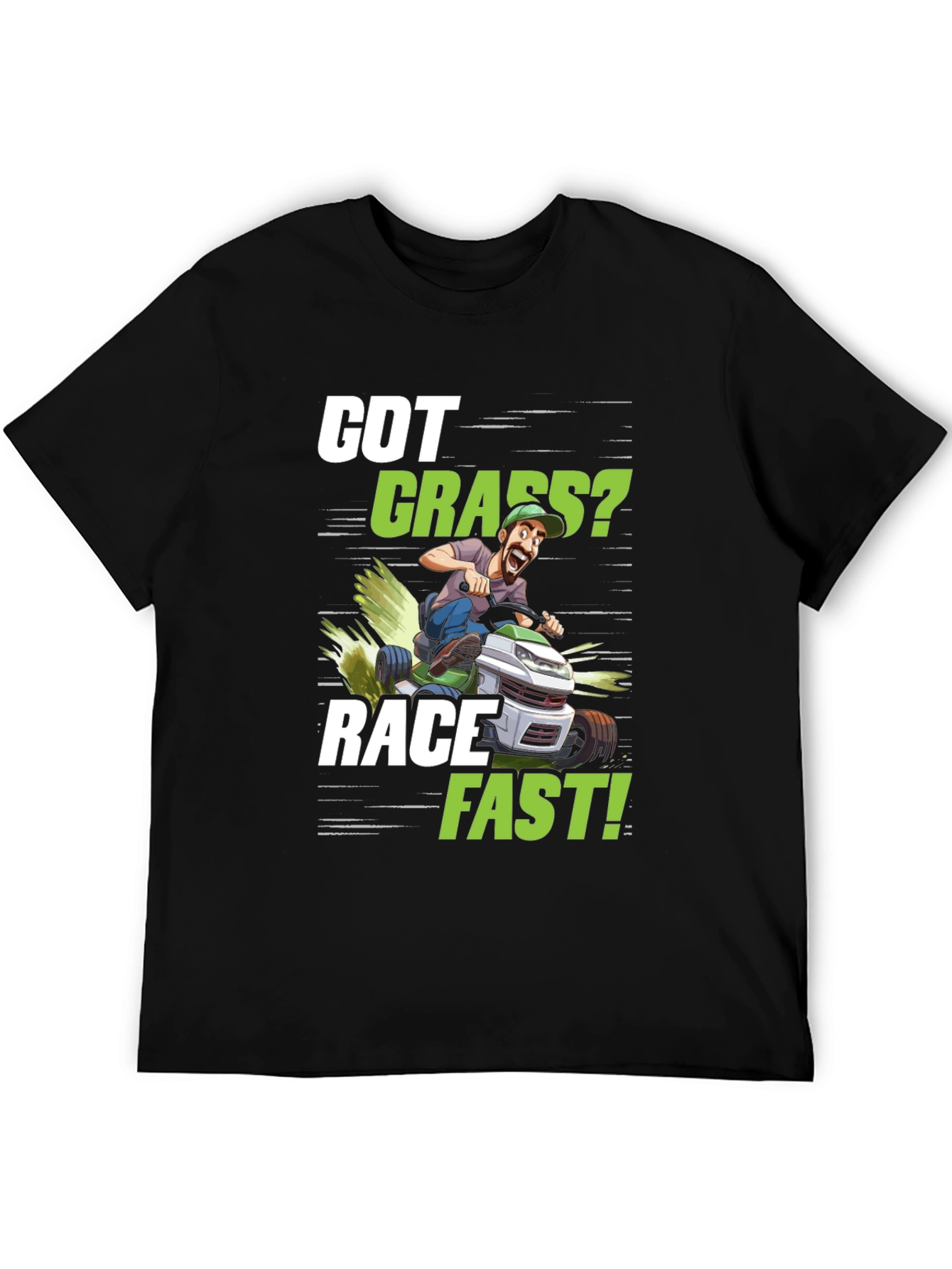 Black Got Grass? Funny Lawn Mower Racing T-Shirt view 5