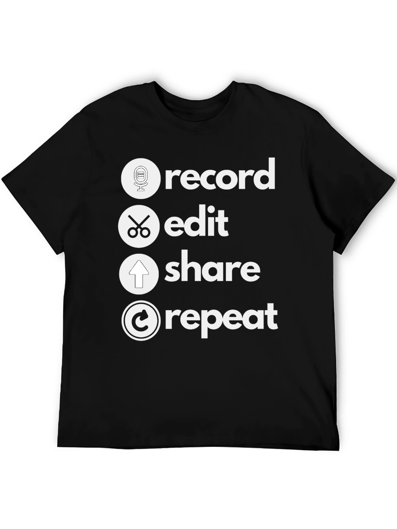 Black Record, Edit, Share, Repeat T-Shirt - Musician's Tee view 5