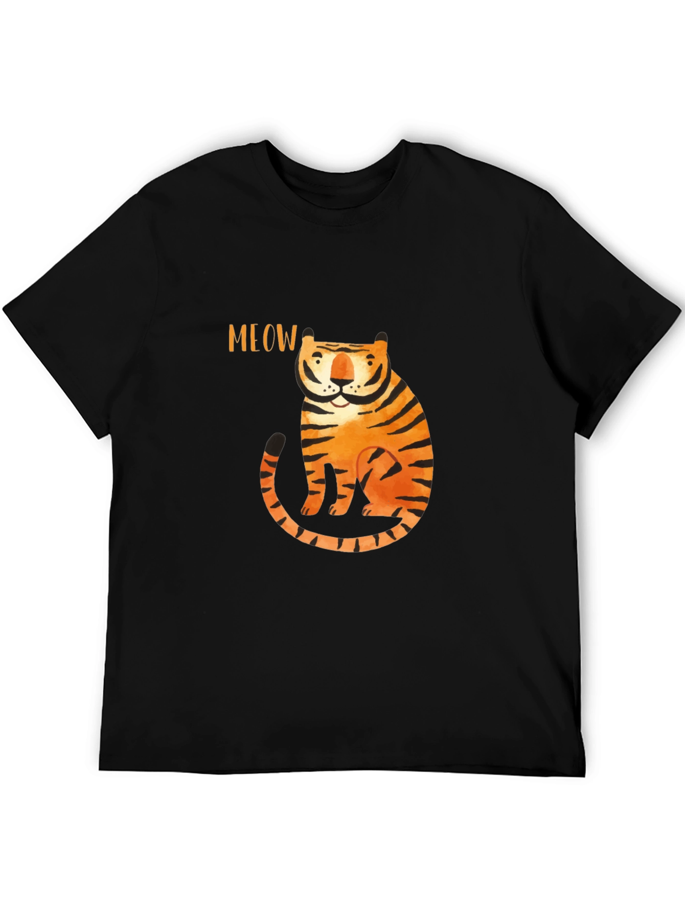 Meow Tiger Graphic Tee - Black Cotton T-Shirt - 5