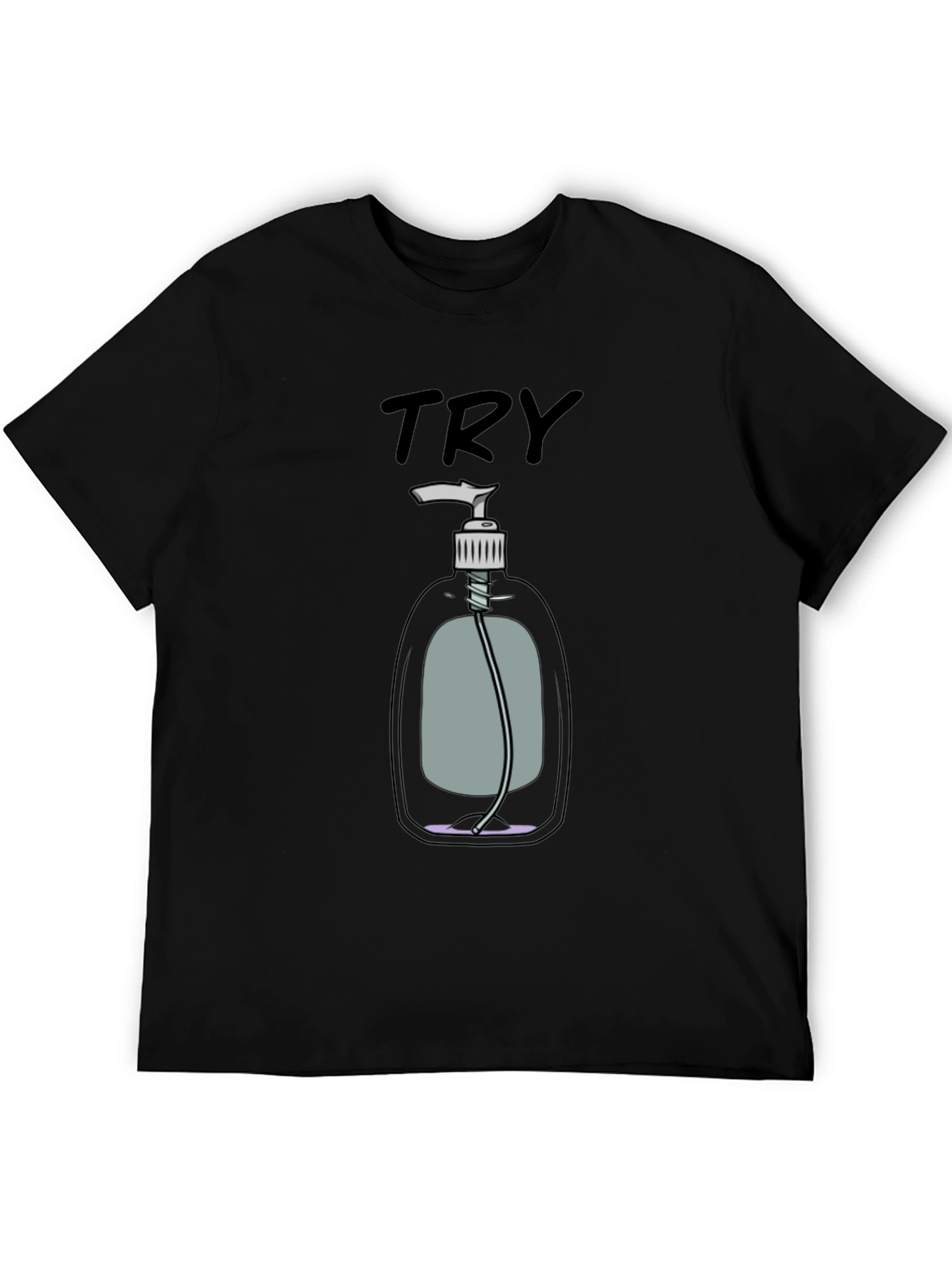 Black Try Hand Sanitizer Graphic T-Shirt view 5