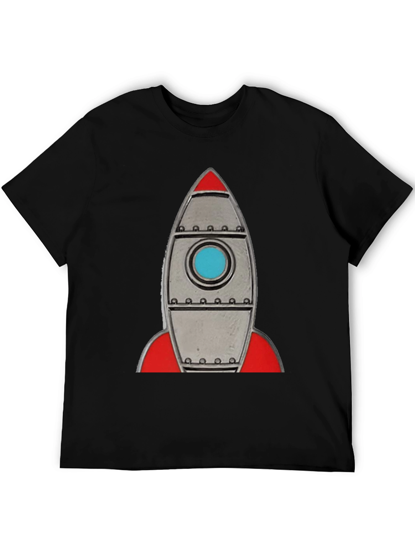 Black Retro Rocket T-Shirt - Space Adventure Tee view 5