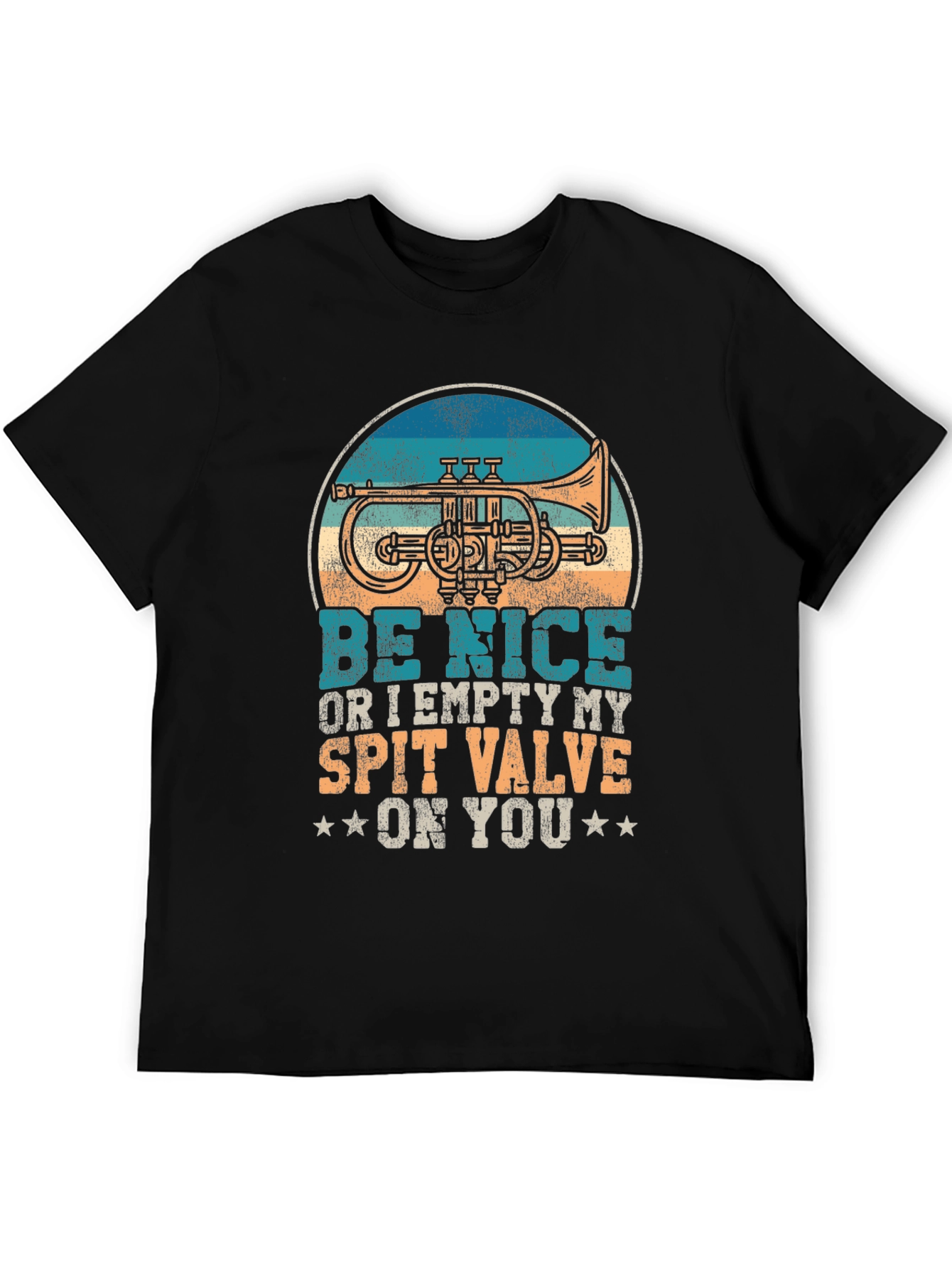 Black Be Nice or Empty My Spit Valve Trumpet T-Shirt view 5