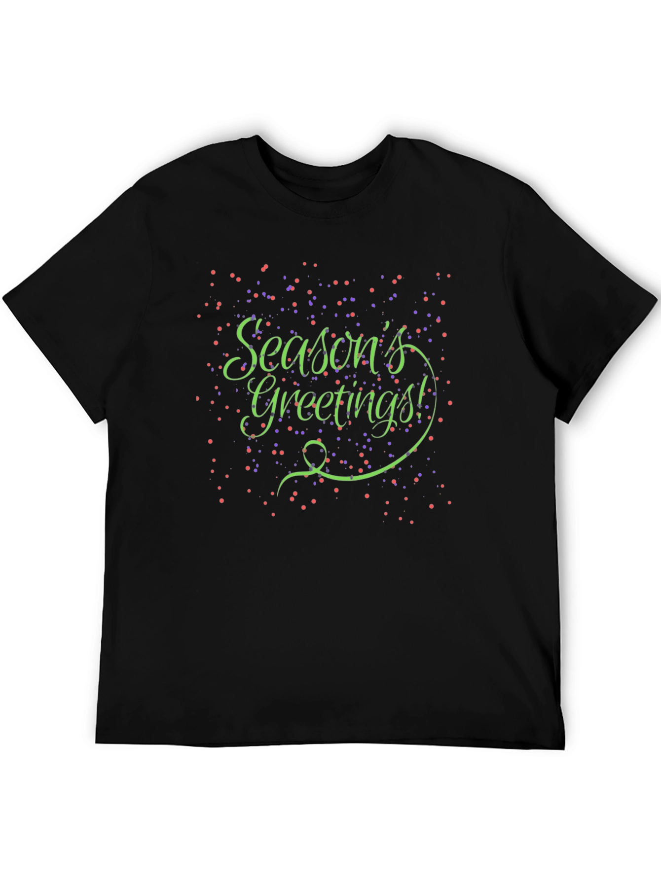 Black Season's Greetings Black Graphic T-Shirt view 5