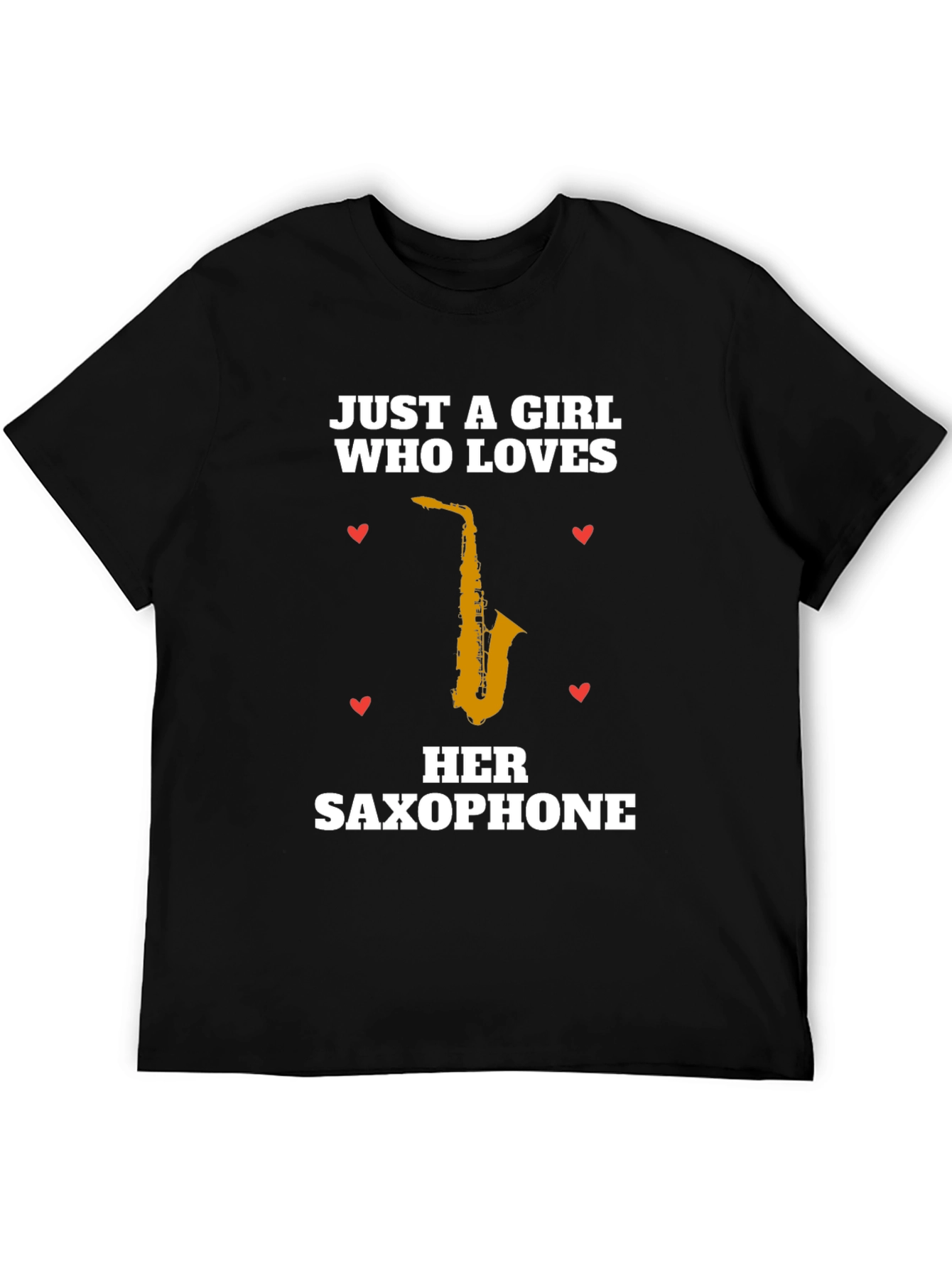 Black Just A Girl Who Loves Her Saxophone T-Shirt view 5