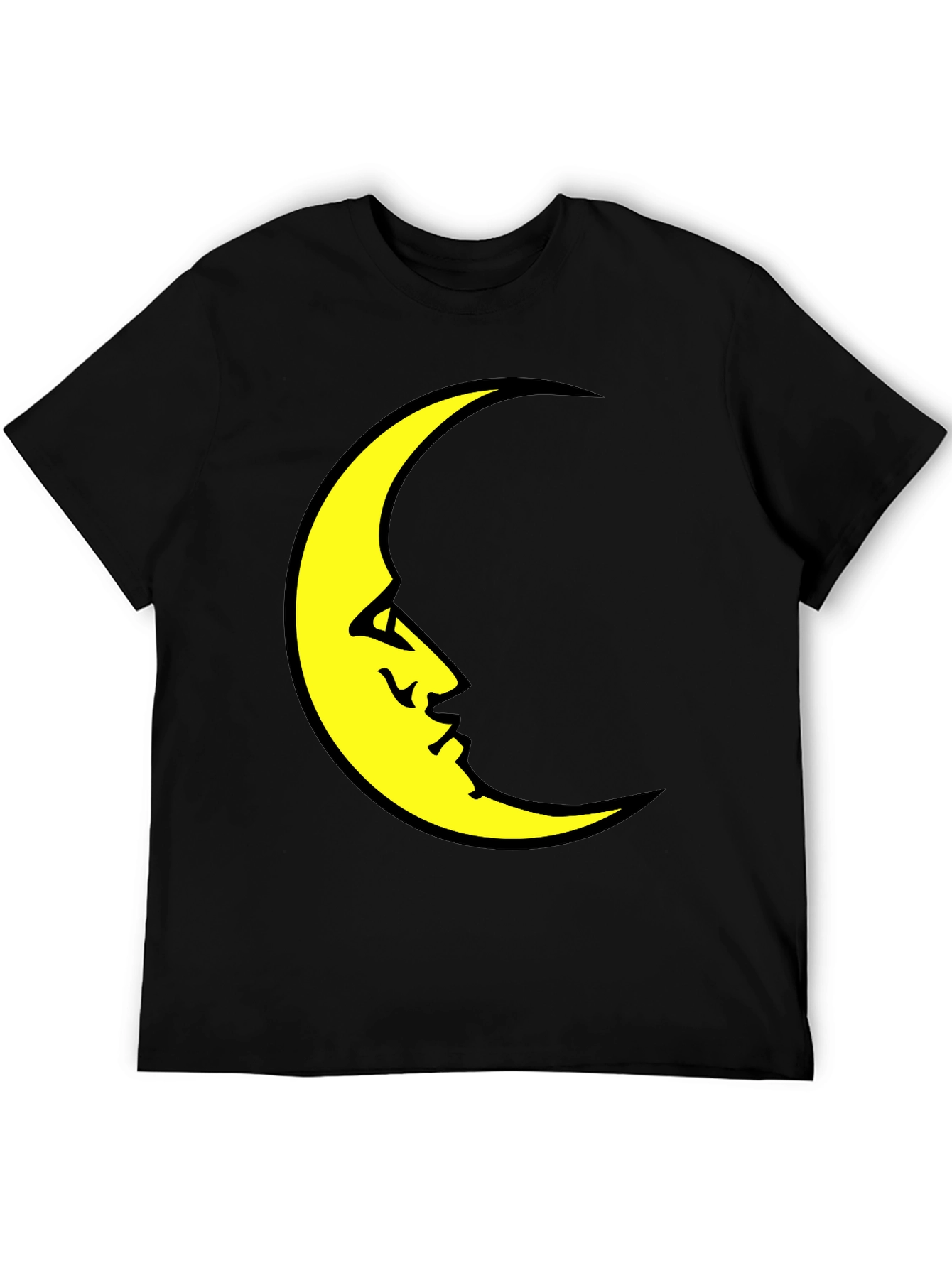 Black Crescent Moon Face Black T-Shirt view 5