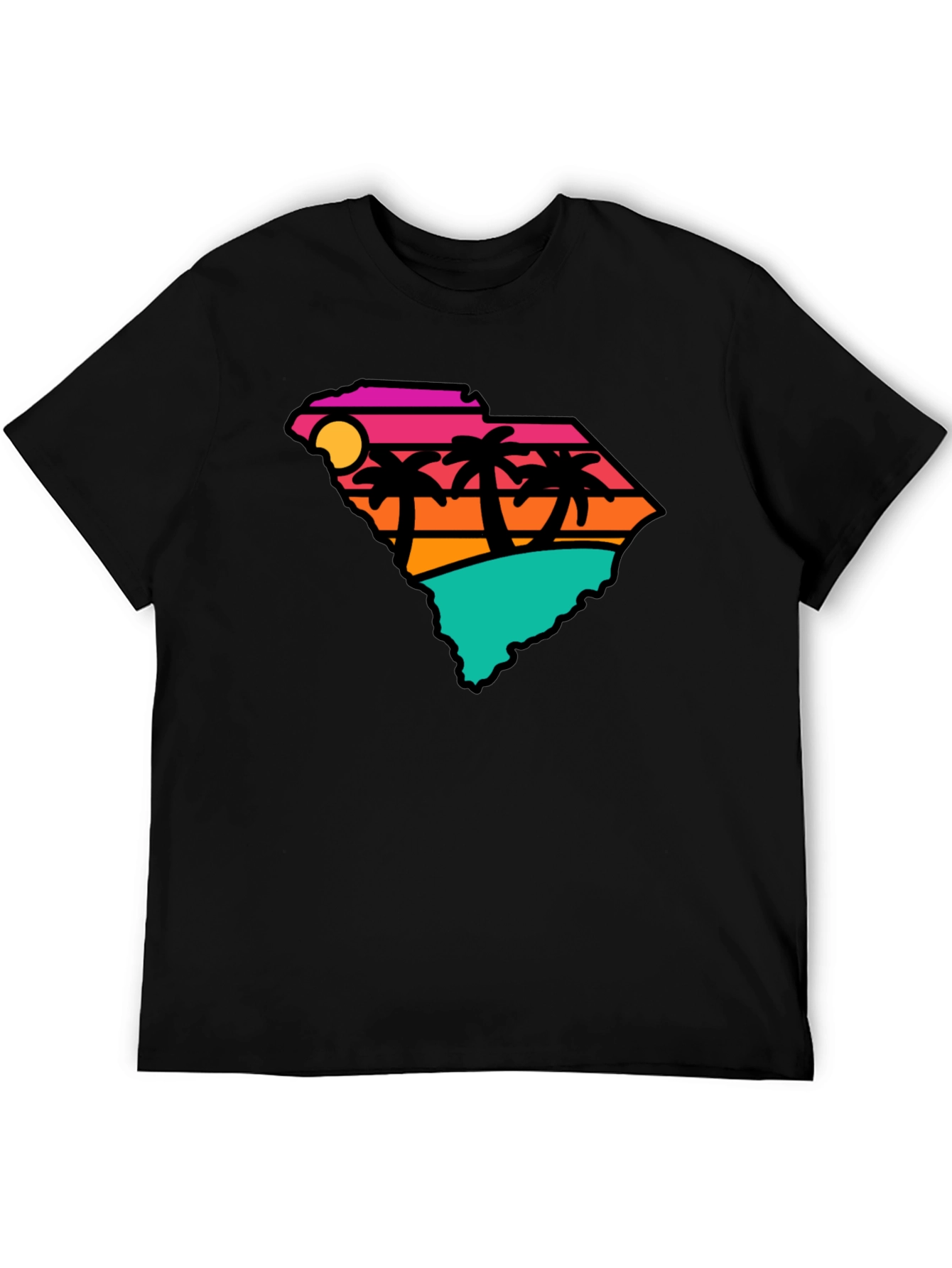 Black South Carolina Retro Beach T-Shirt view 5