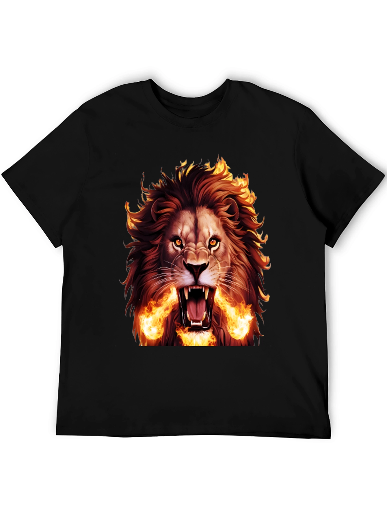 Black Fiery Lion Graphic Tee - Bold Black T-Shirt view 5