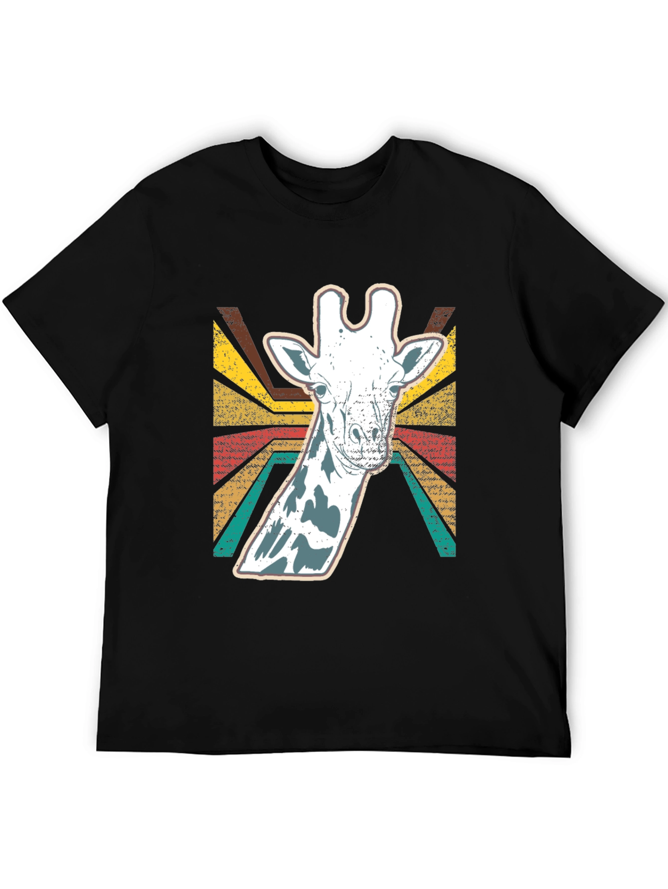 Black Retro Giraffe Graphic T-Shirt - Vintage Style Black Tee view 5