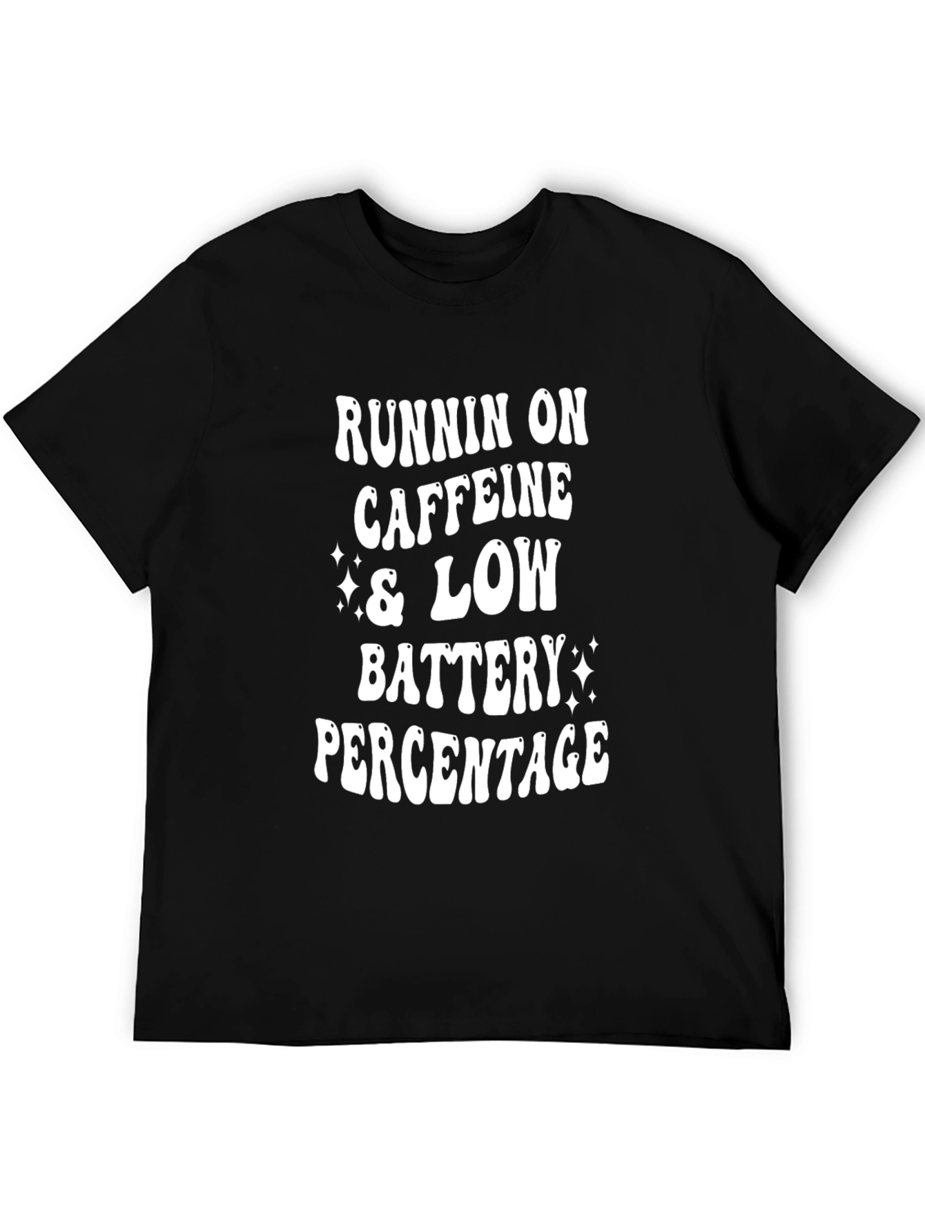 Black Runnin' on Caffeine & Low Battery T-Shirt view 5