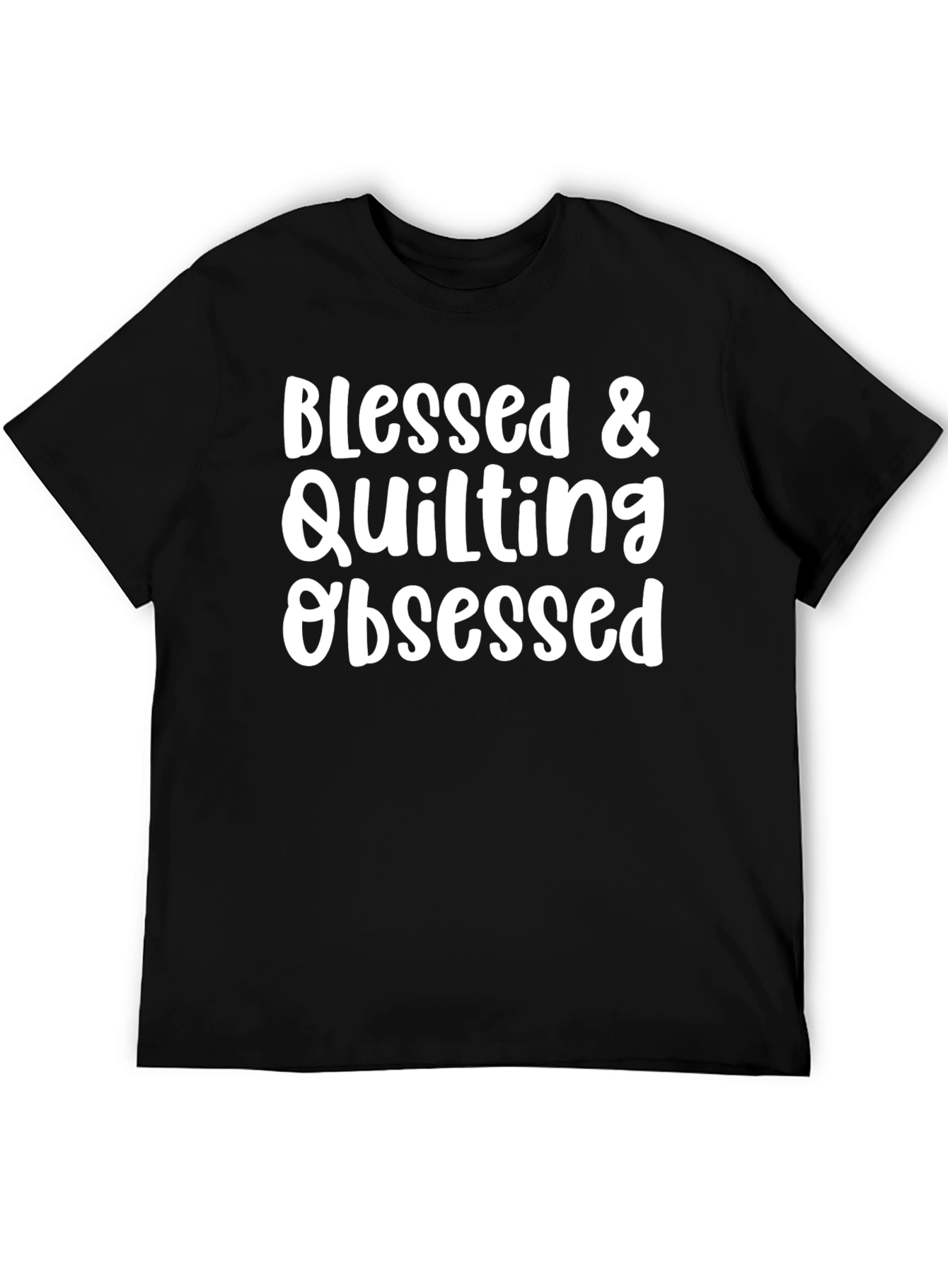 Black Blessed & Quilting Obsessed Black T-Shirt view 5