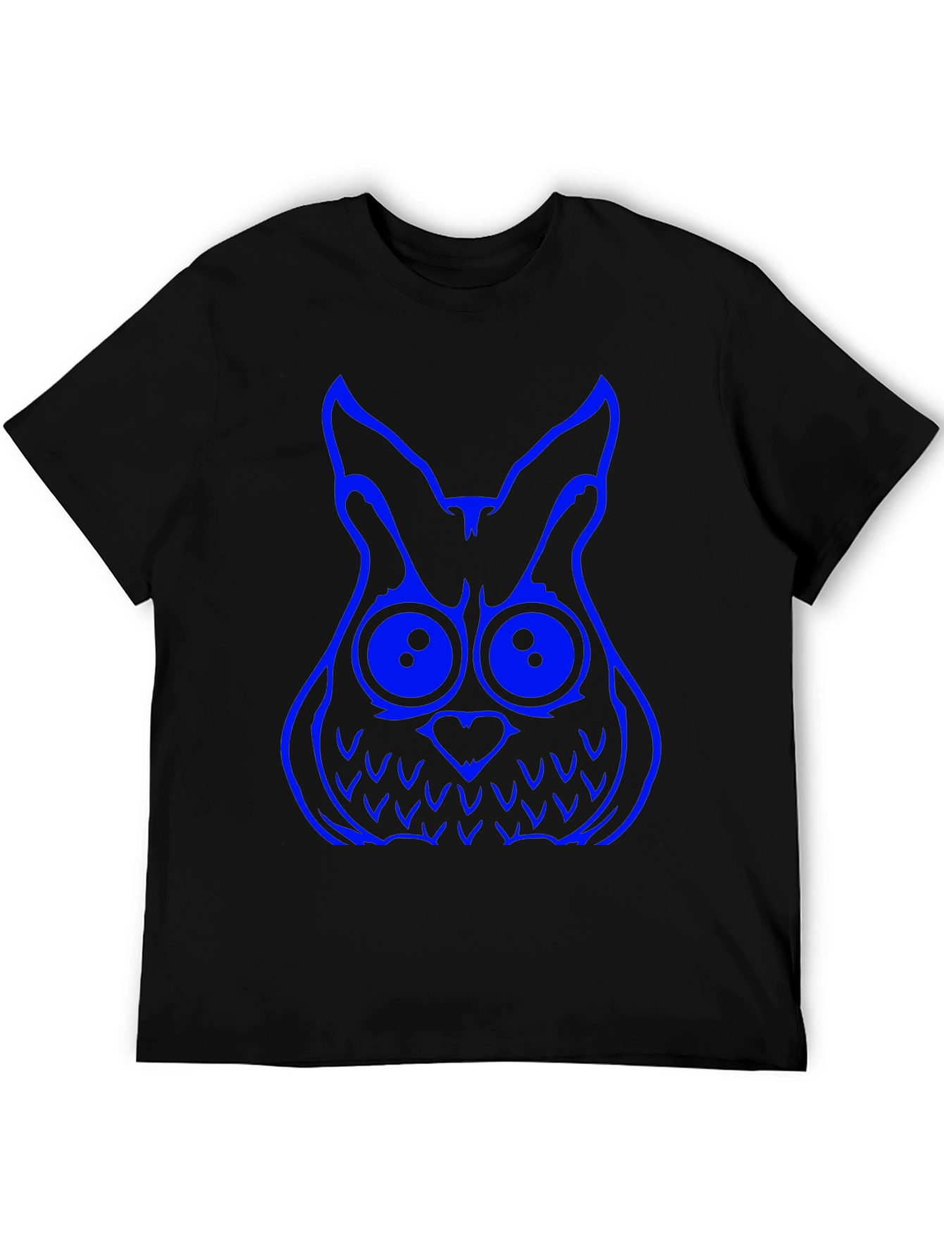 Black Cool Owl Graphic Tee - Black Cotton T-Shirt view 5