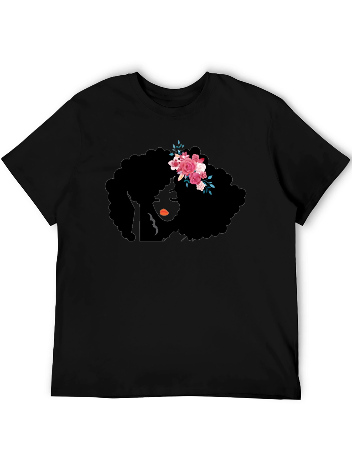 Black Afro Woman Flower Crown Graphic Tee view 5