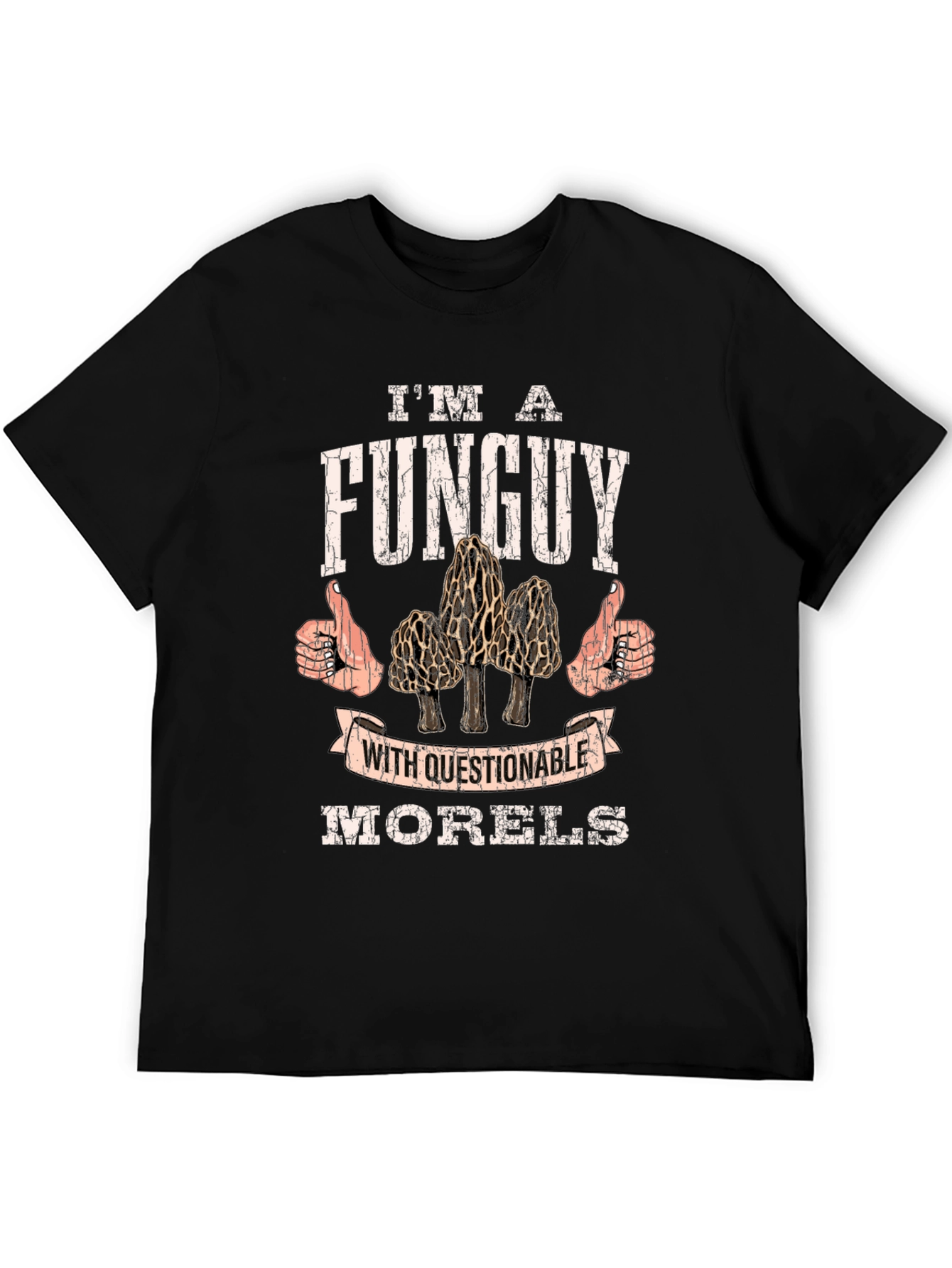 Black Funguy Morel Mushroom T-Shirt - Funny Gift view 5