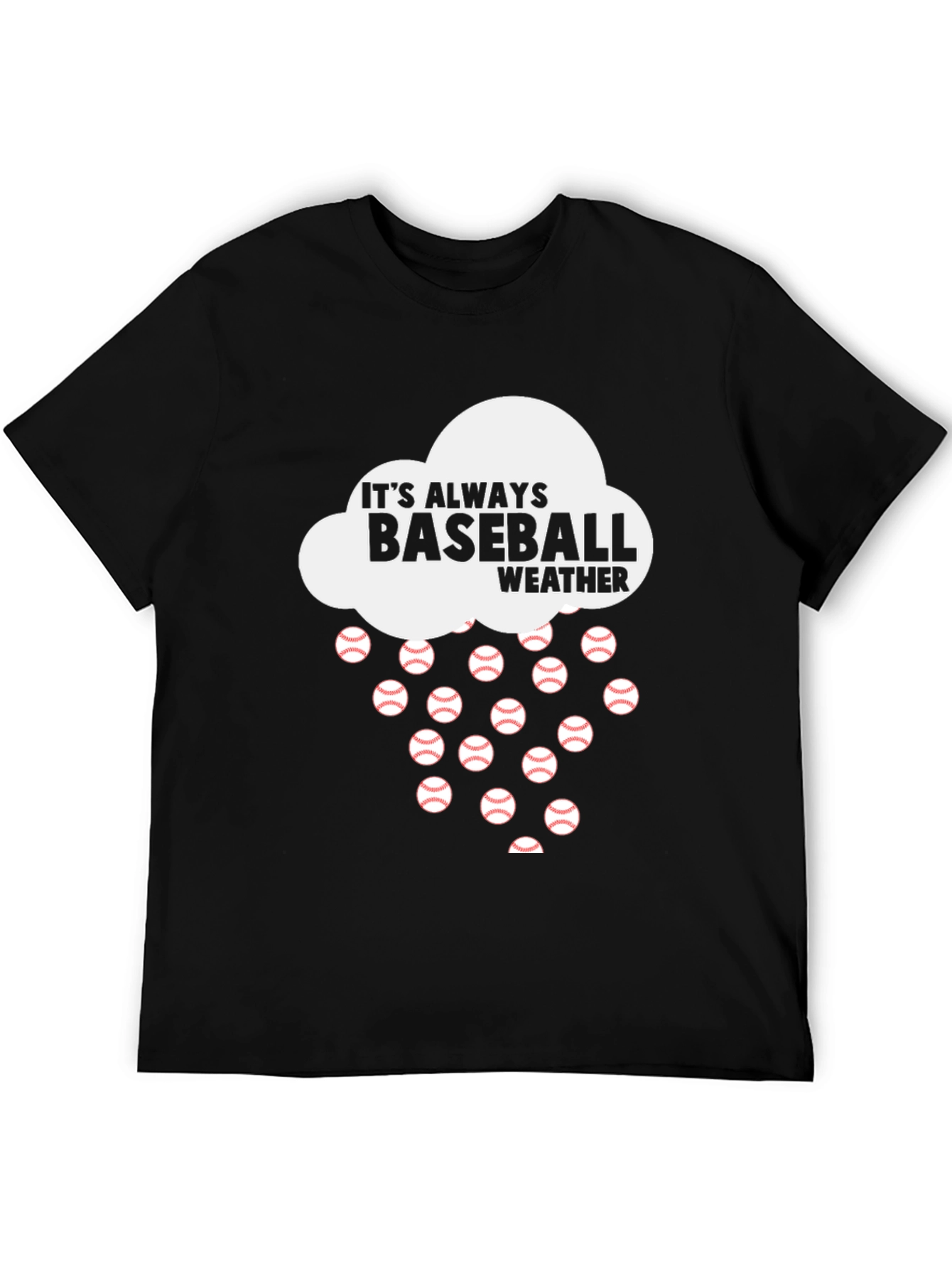 Black Baseball Weather T-Shirt view 5