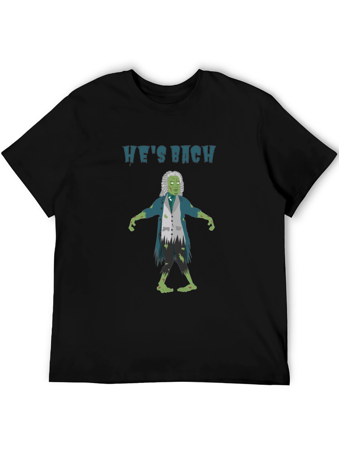 Black He's Bach Zombie T-Shirt: Musical Horror Humor view 5