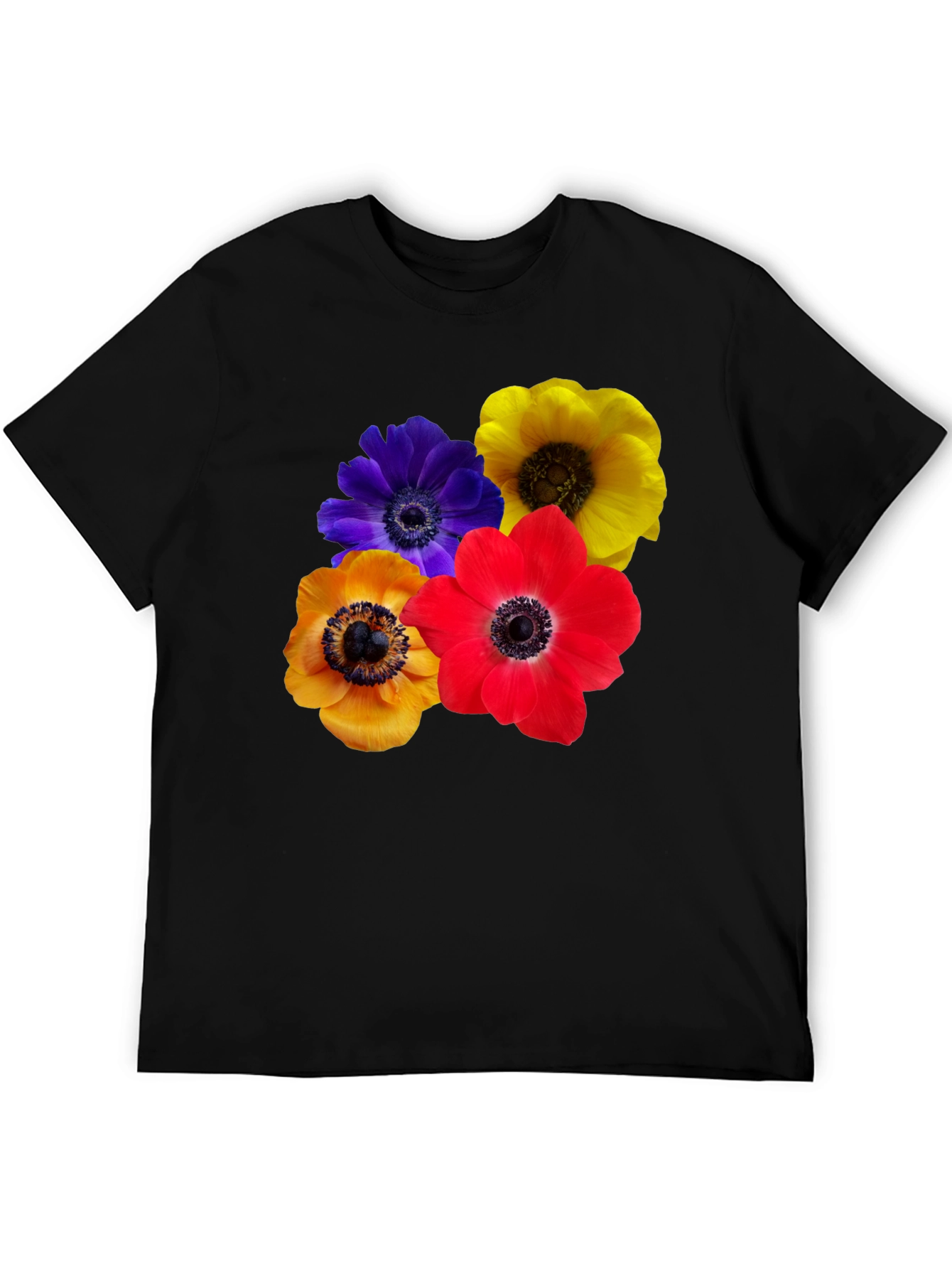Black Floral Anemone T-Shirt view 5