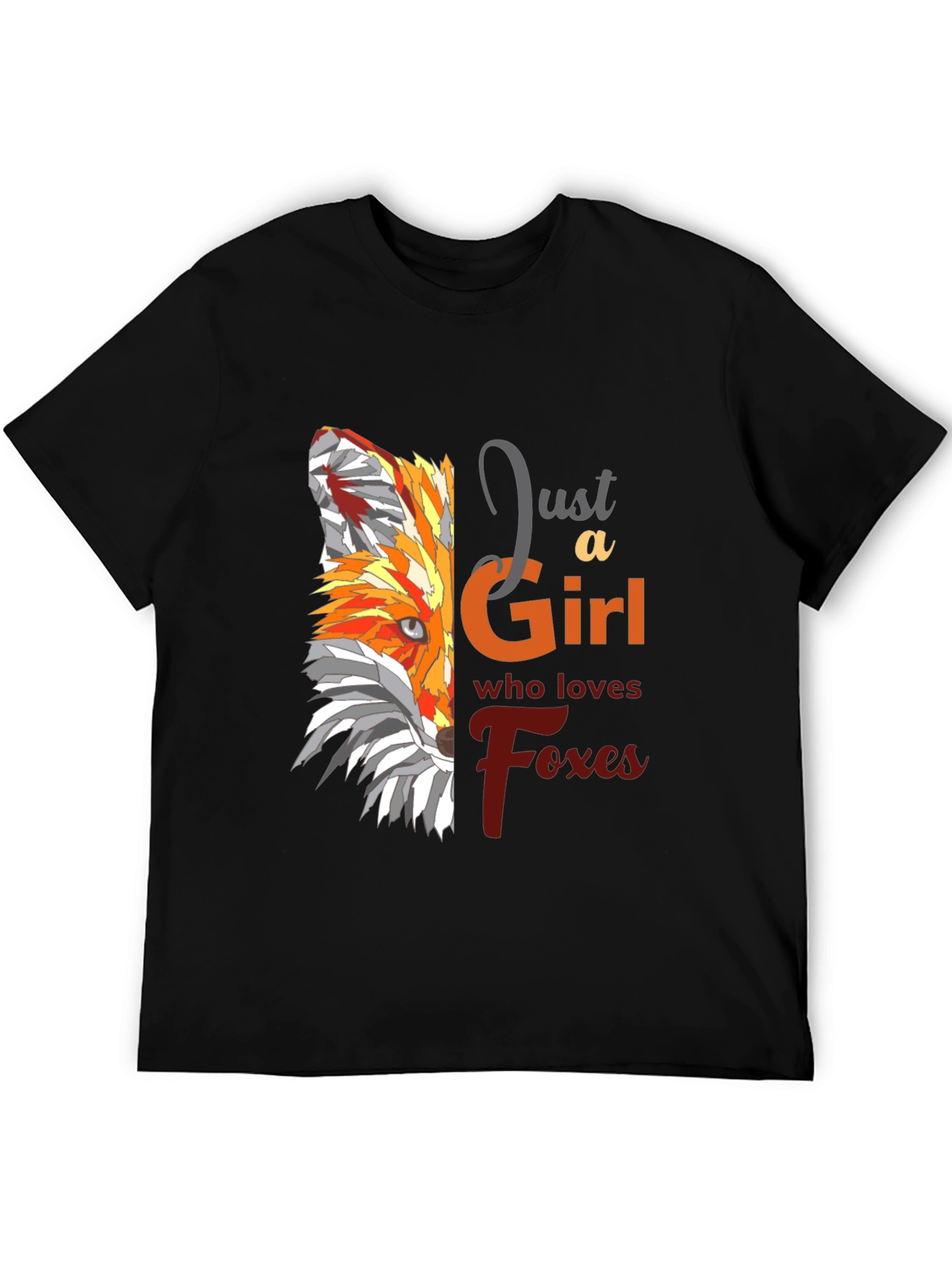 Black Fox Lover T-Shirt - "Just a Girl Who Loves Foxes" view 5