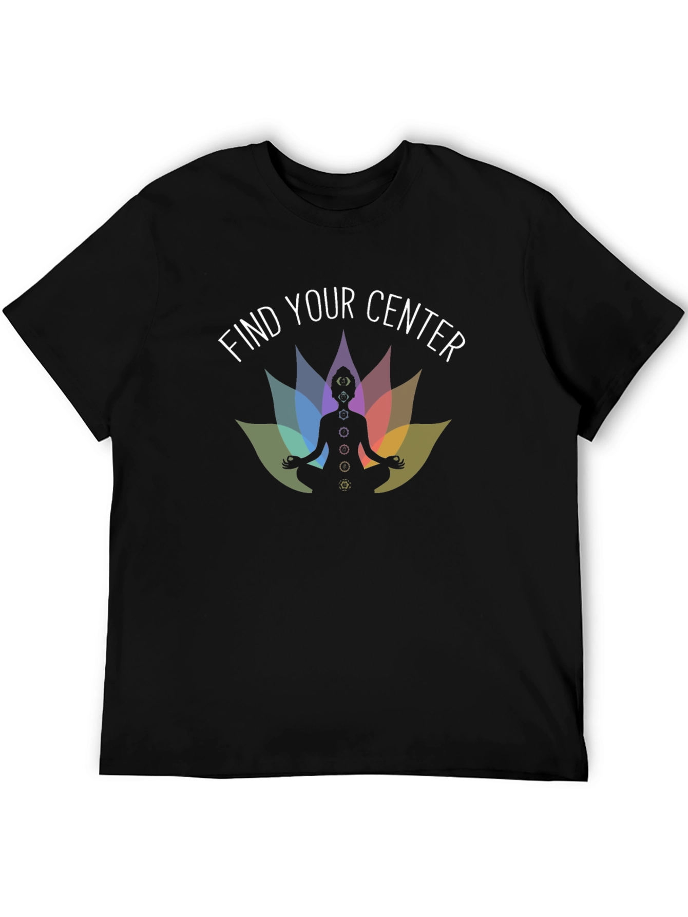 Black Find Your Center Yoga Chakra Graphic T-Shirt view 5