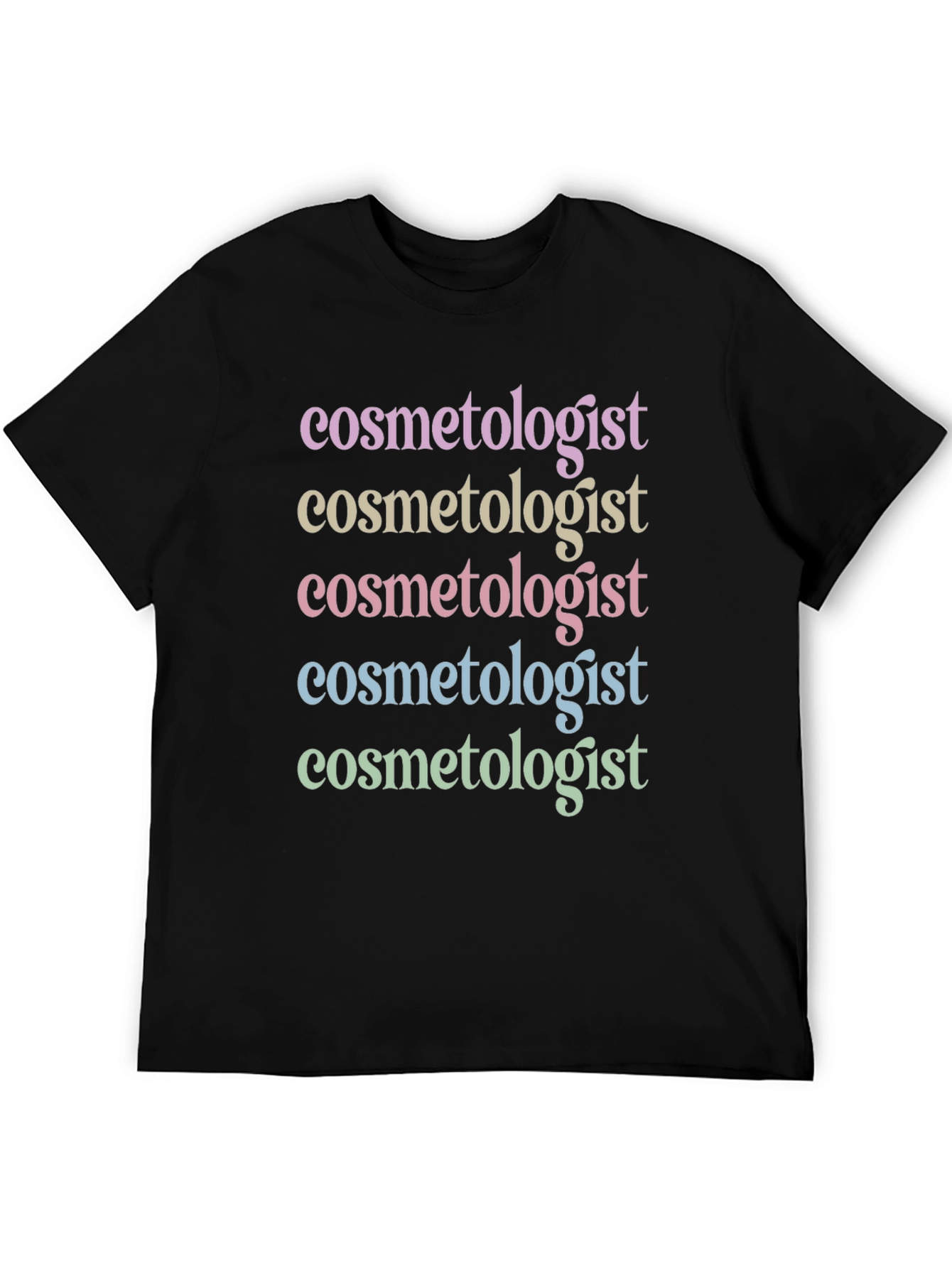Black Cosmetologist Stacked Text T-Shirt view 5