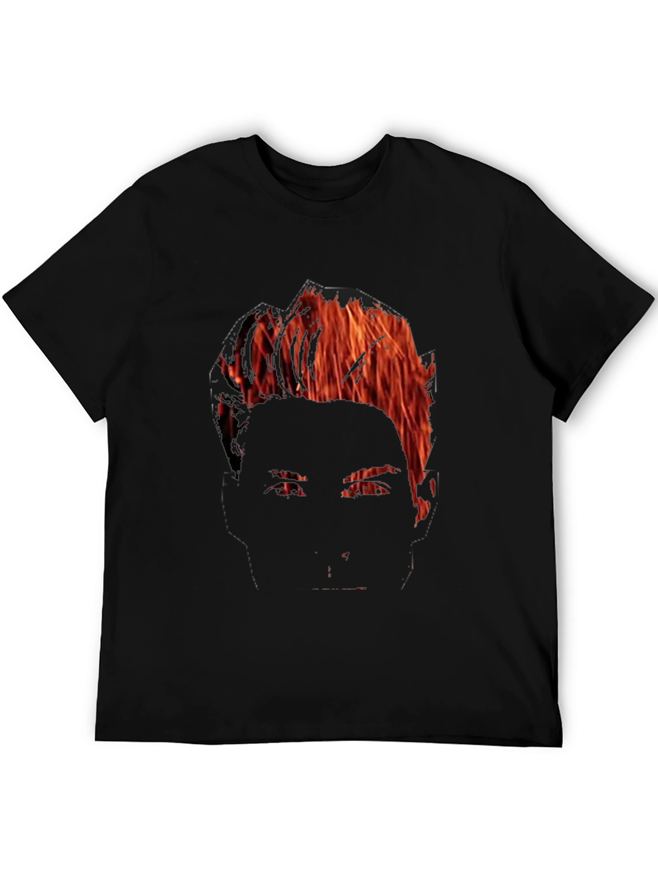 Black Fiery Face Graphic Tee - Bold Statement Shirt view 5