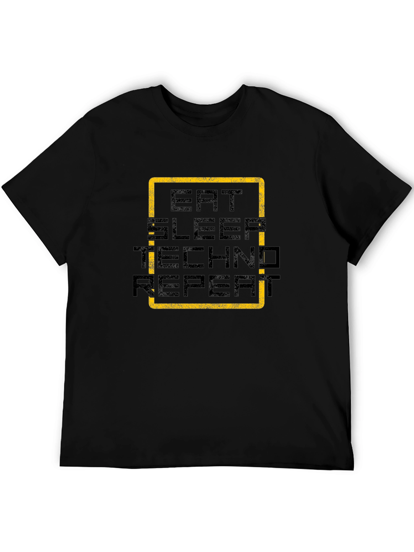 Black Eat Sleep Techno Repeat Black Graphic Tee view 5