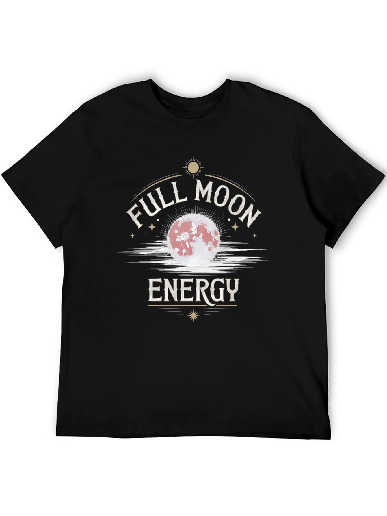 Black Full Moon Energy Graphic T-Shirt - Black Cotton Tee view 5