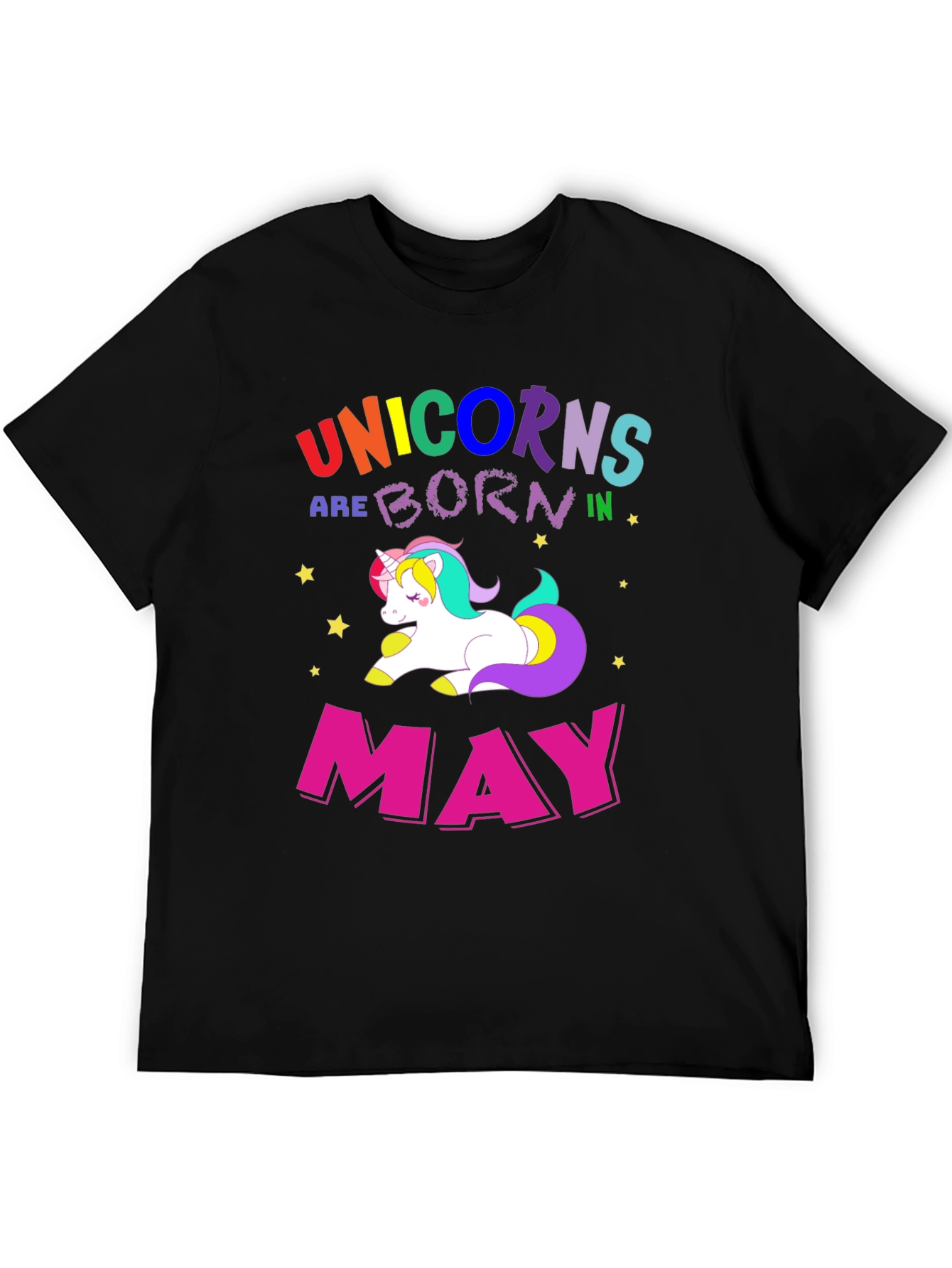 Black Unicorns Born in May T-Shirt view 5