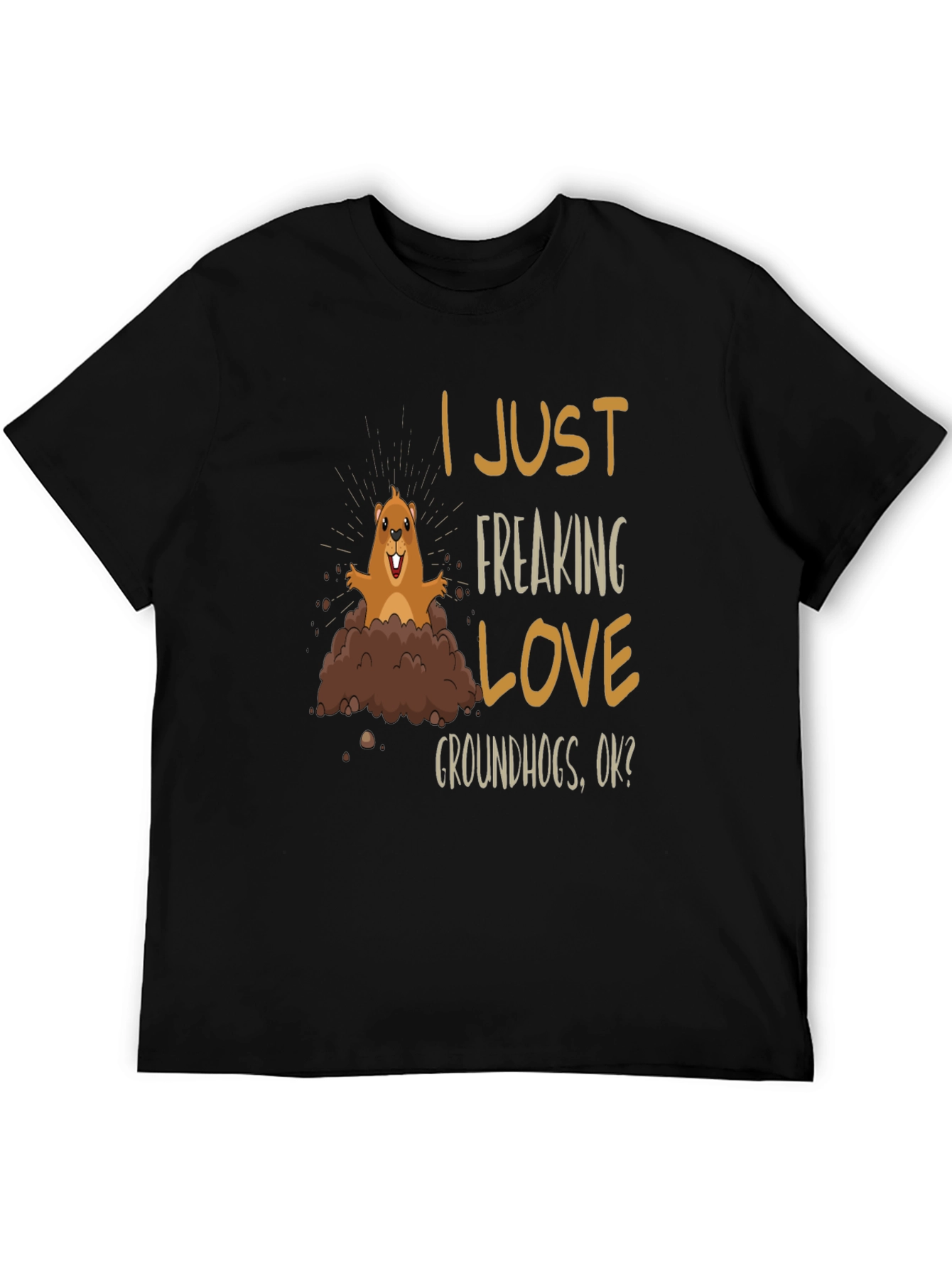 Black I Love Groundhogs T-Shirt - Unisex Black Tee view 5